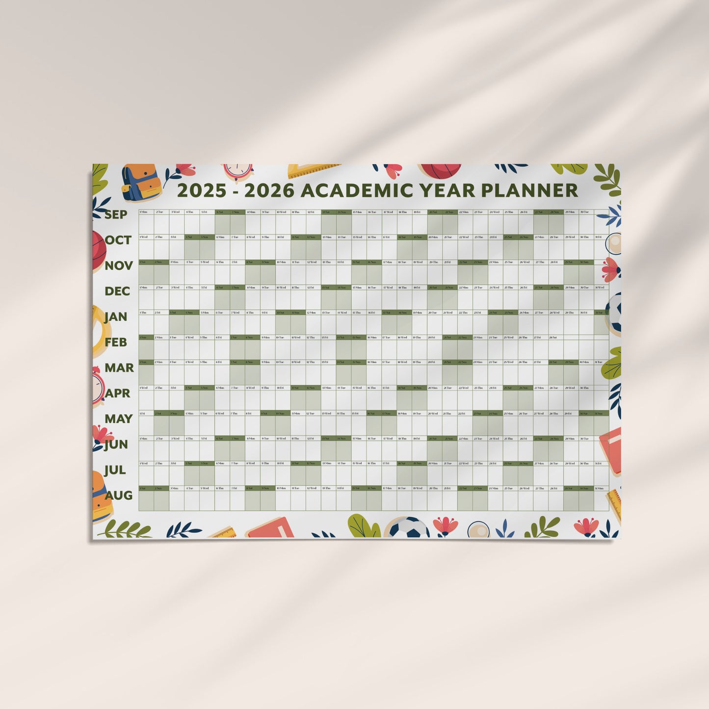 Academic Wall Planner 2025-2026