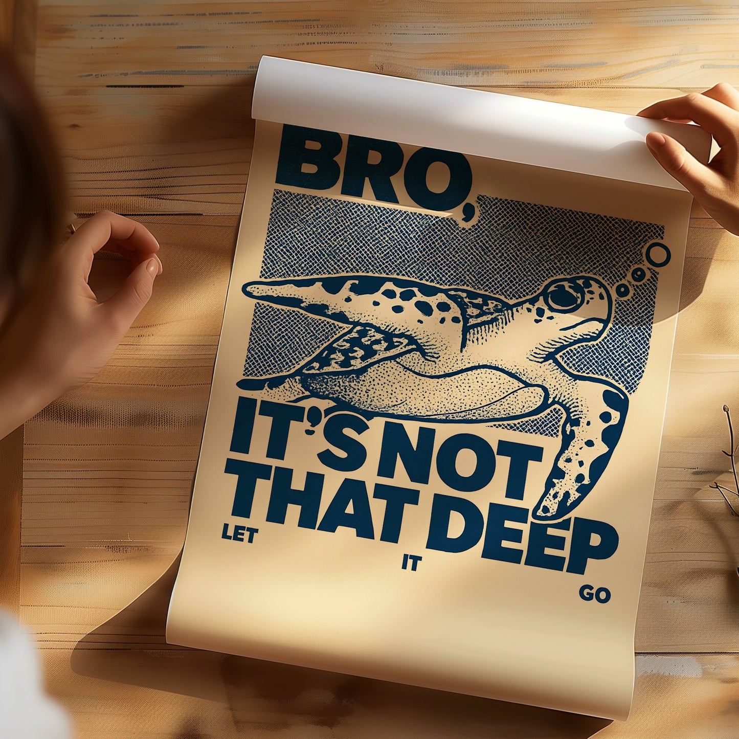 “Bro, It’s Not That Deep” Funny Sea Turtle Poster
