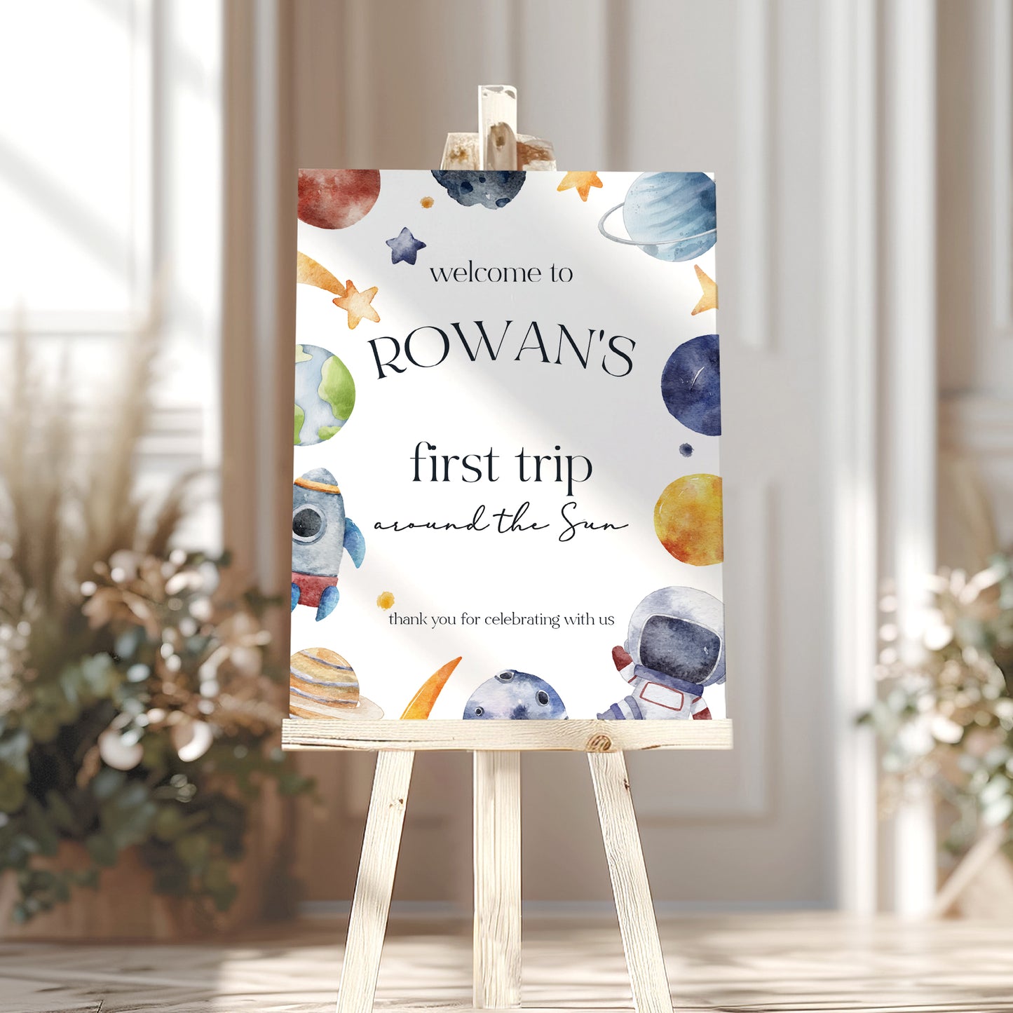 First Trip Around the Sun Birthday Sign - Personalised 1st Birthday Foamboard