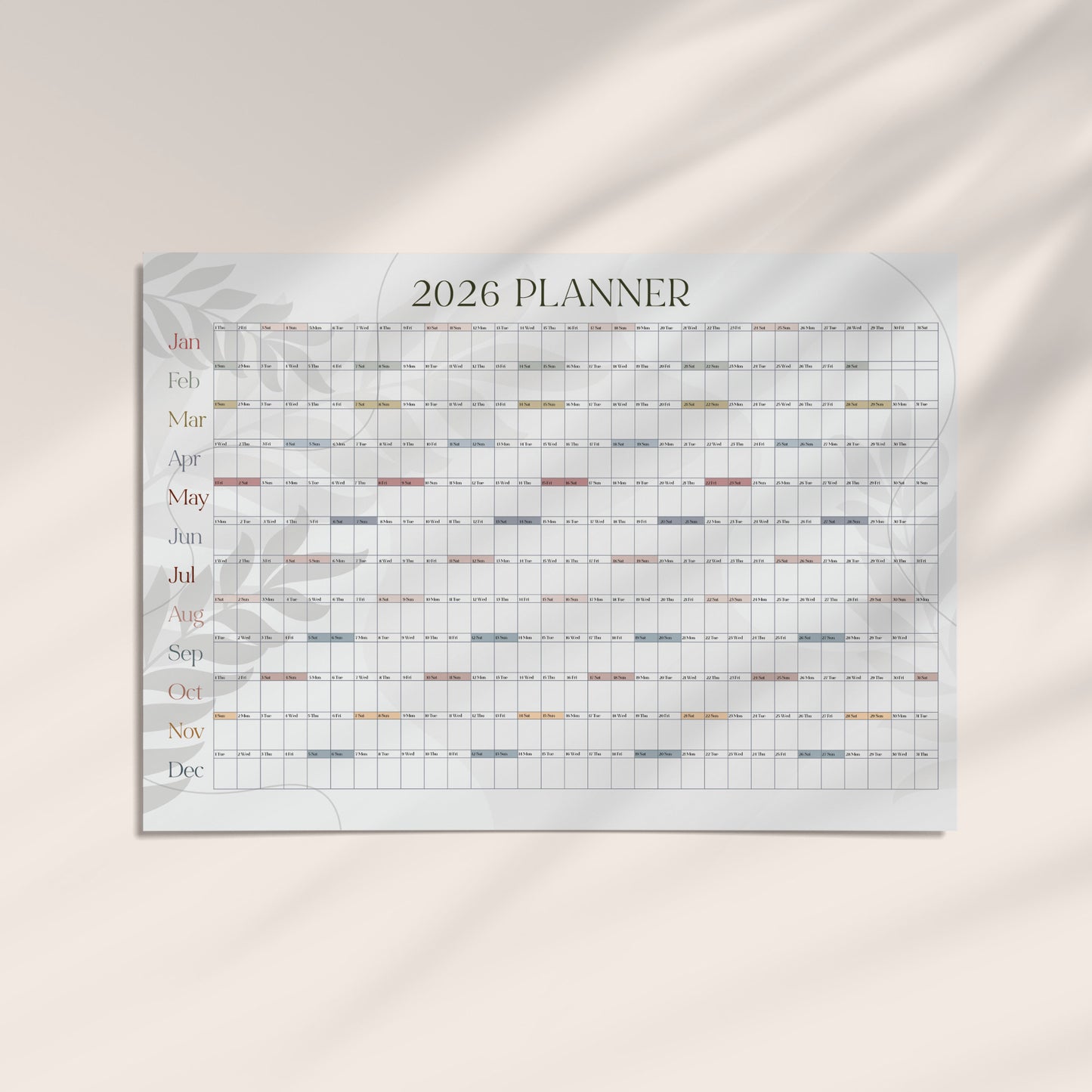 2026 Large Yearly Wall Planner, A1