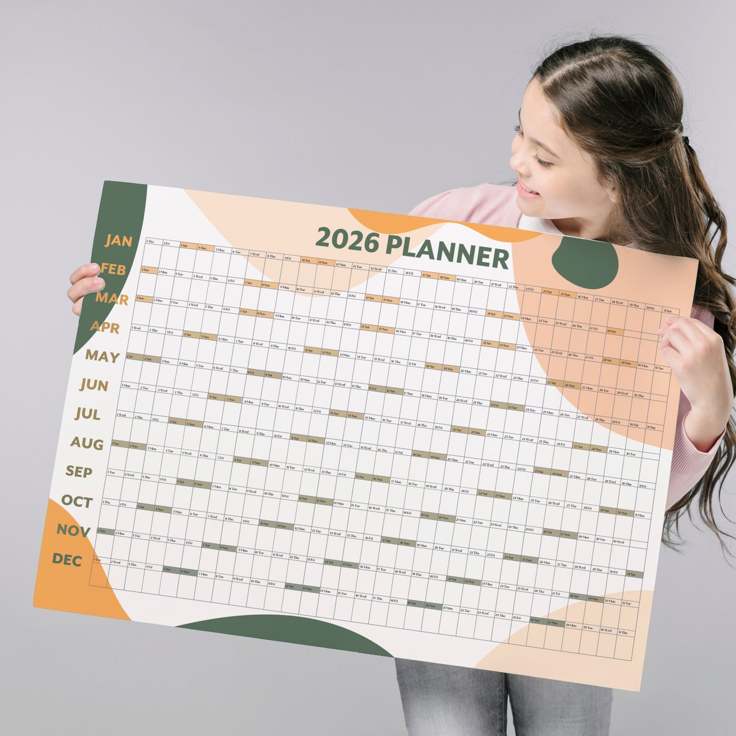 2026 Green Yellow A1 Wall Calendar - Nature Inspired UK