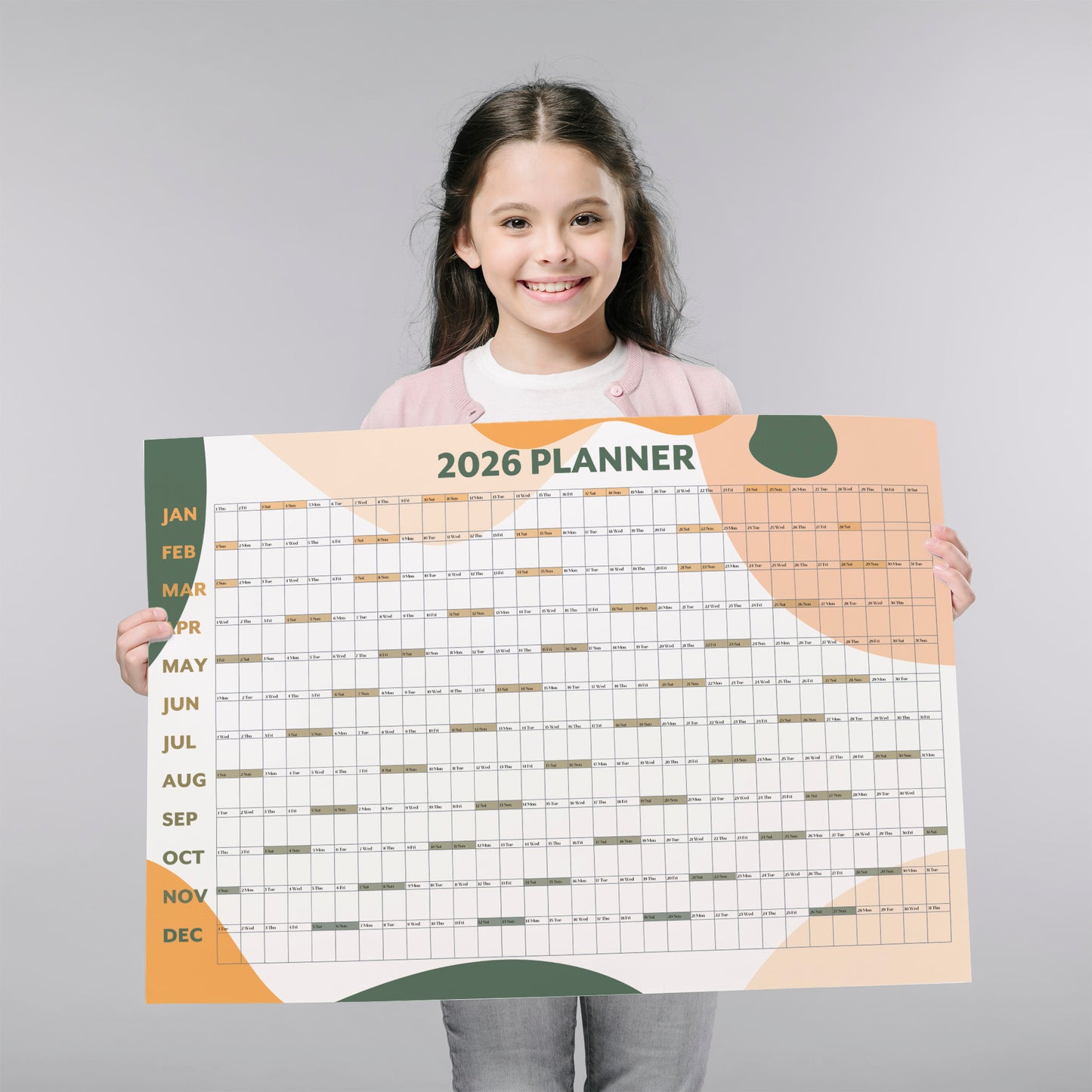 2026 Green Yellow A1 Wall Calendar - Nature Inspired UK