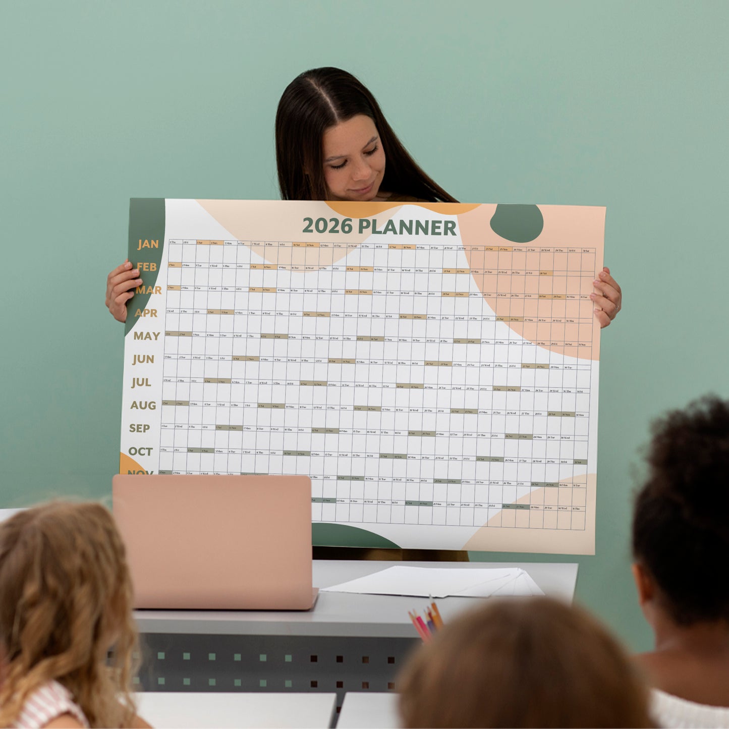 2026 Green Yellow A1 Wall Calendar - Nature Inspired UK