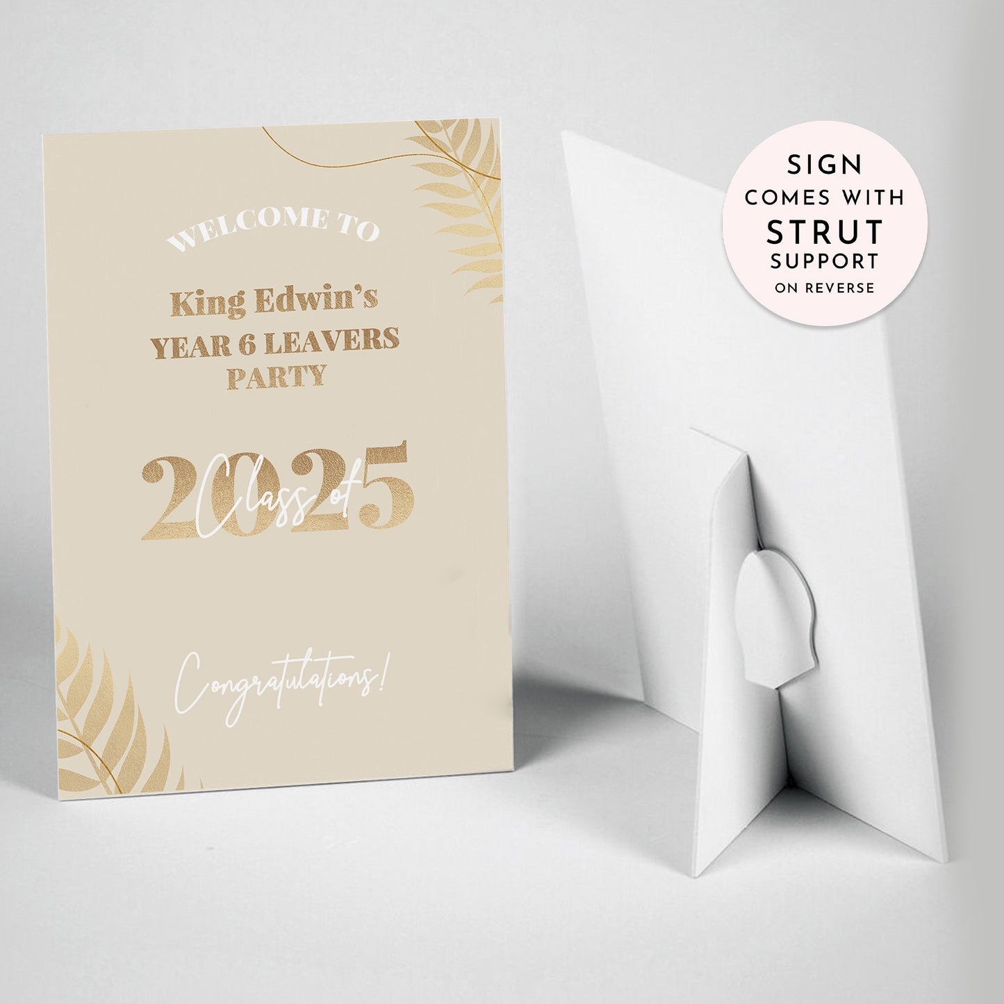 Gold School Leavers Selfie Frame and Party Sign