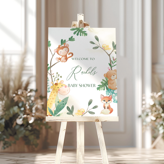 Jungle Animals Baby Shower Sign