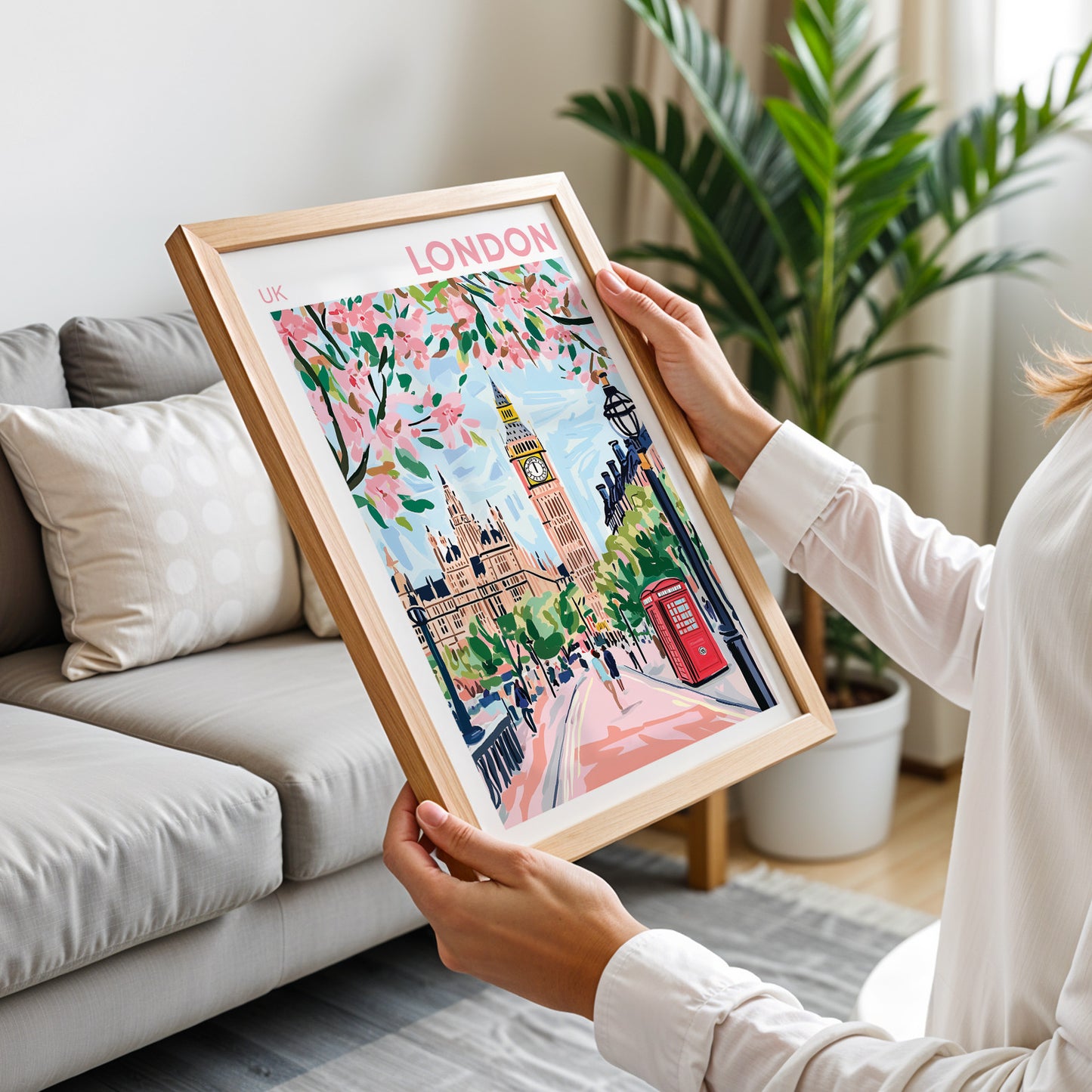 London Big Ben Poster - Pink Blossoms