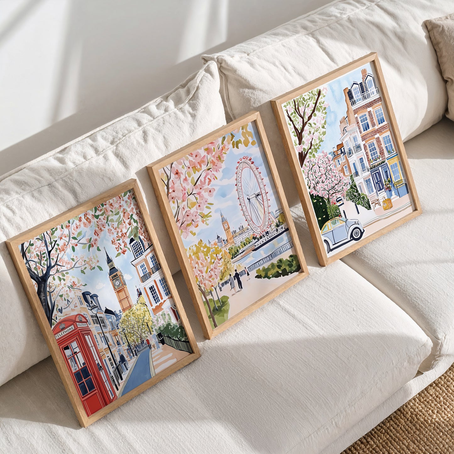 Set Of Three London Posters - Big Ben, London Eye, Notting Hill