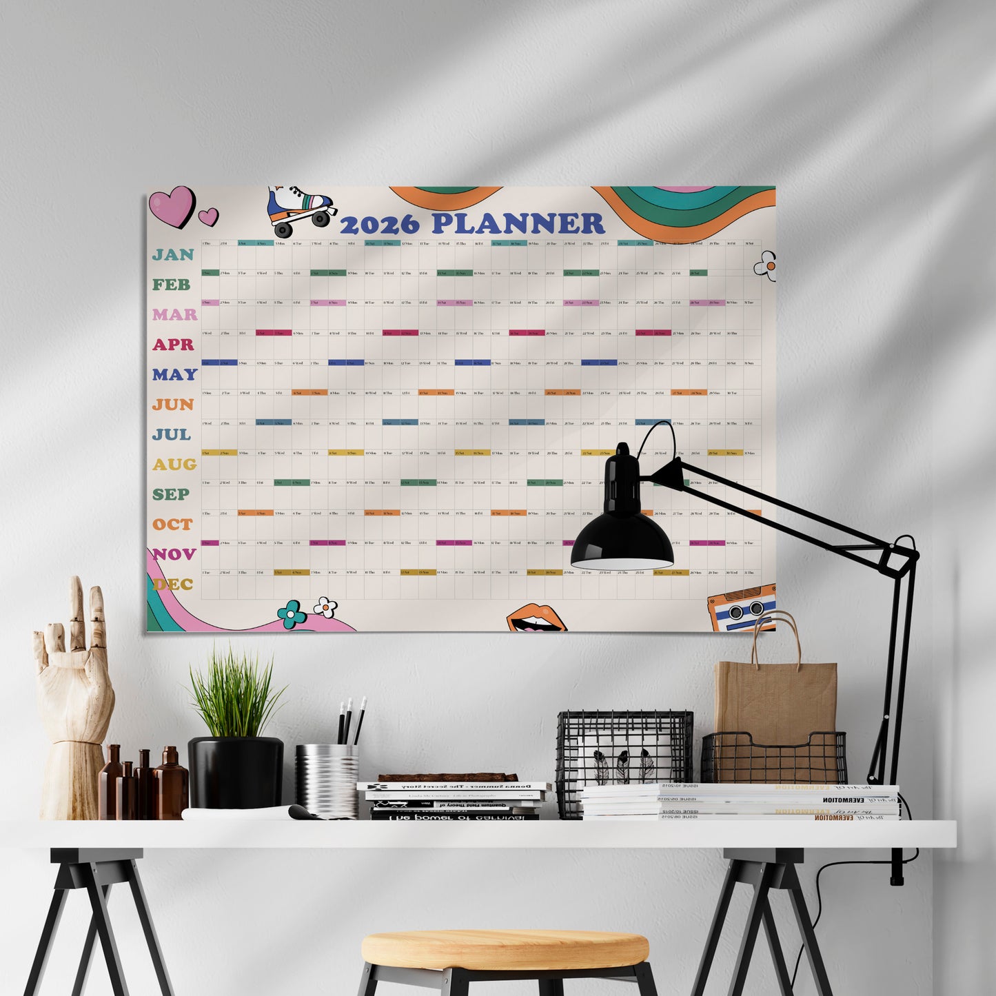 2026 A1 Wall Calendar - Retro Design | UK Made