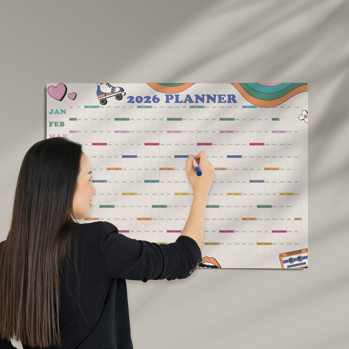 2026 A1 Wall Calendar - Retro Design | UK Made
