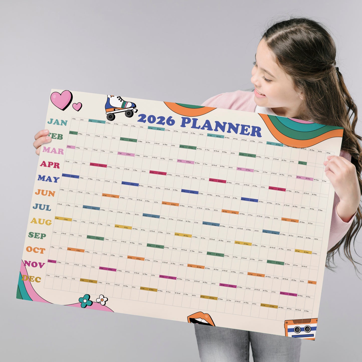 2026 A1 Wall Calendar - Retro Design | UK Made
