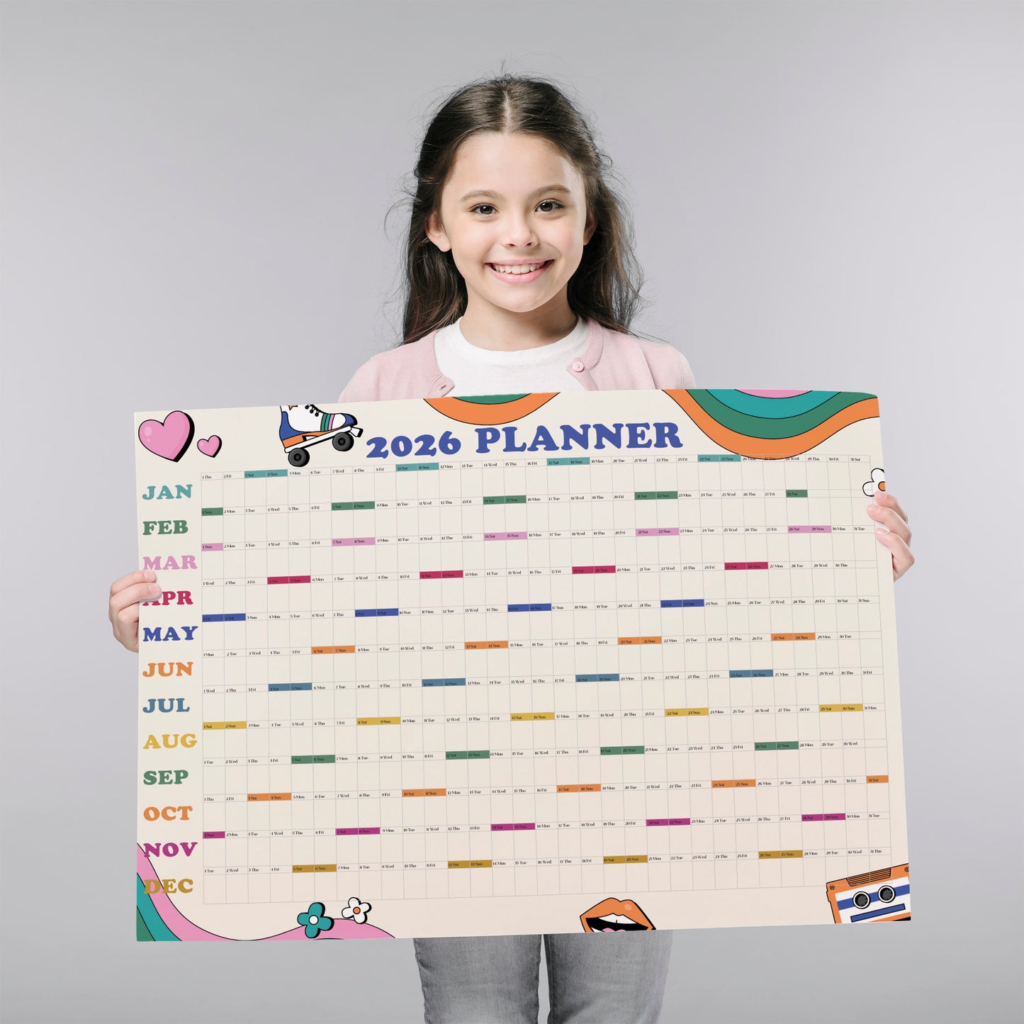 2026 A1 Wall Calendar - Retro Design | UK Made