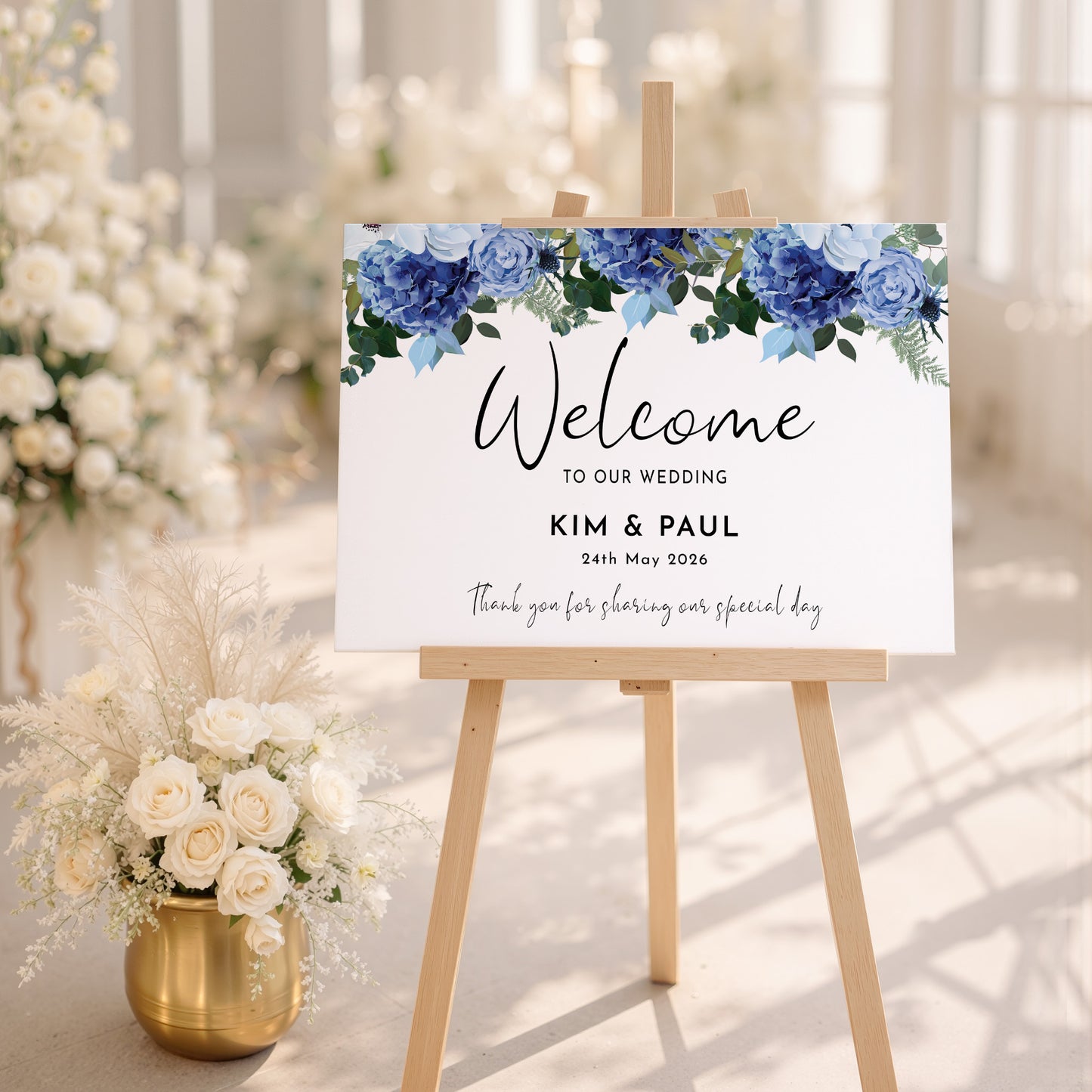 Navy & White Wedding Welcome Sign