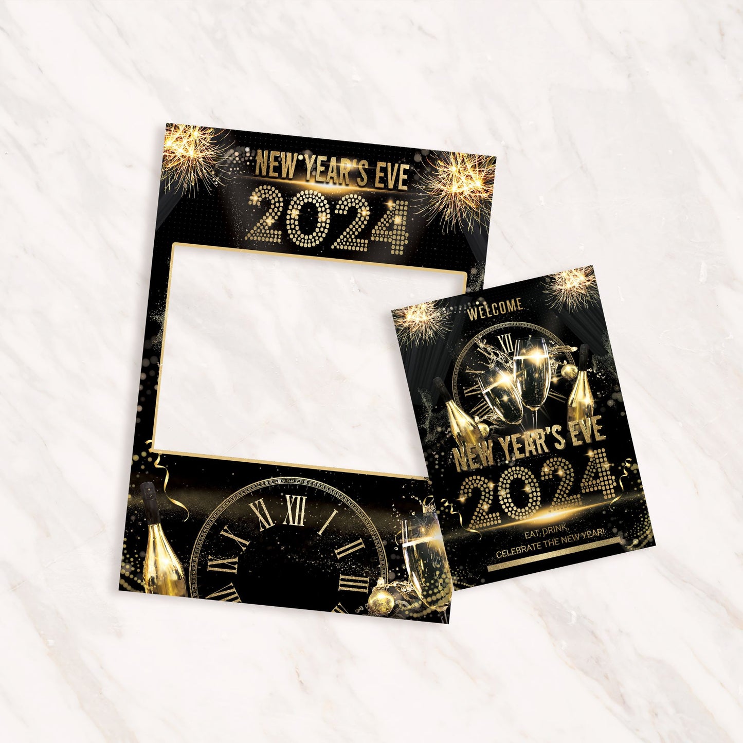 New Years Eve Photobooth Frame and Matching NYE Party Sign