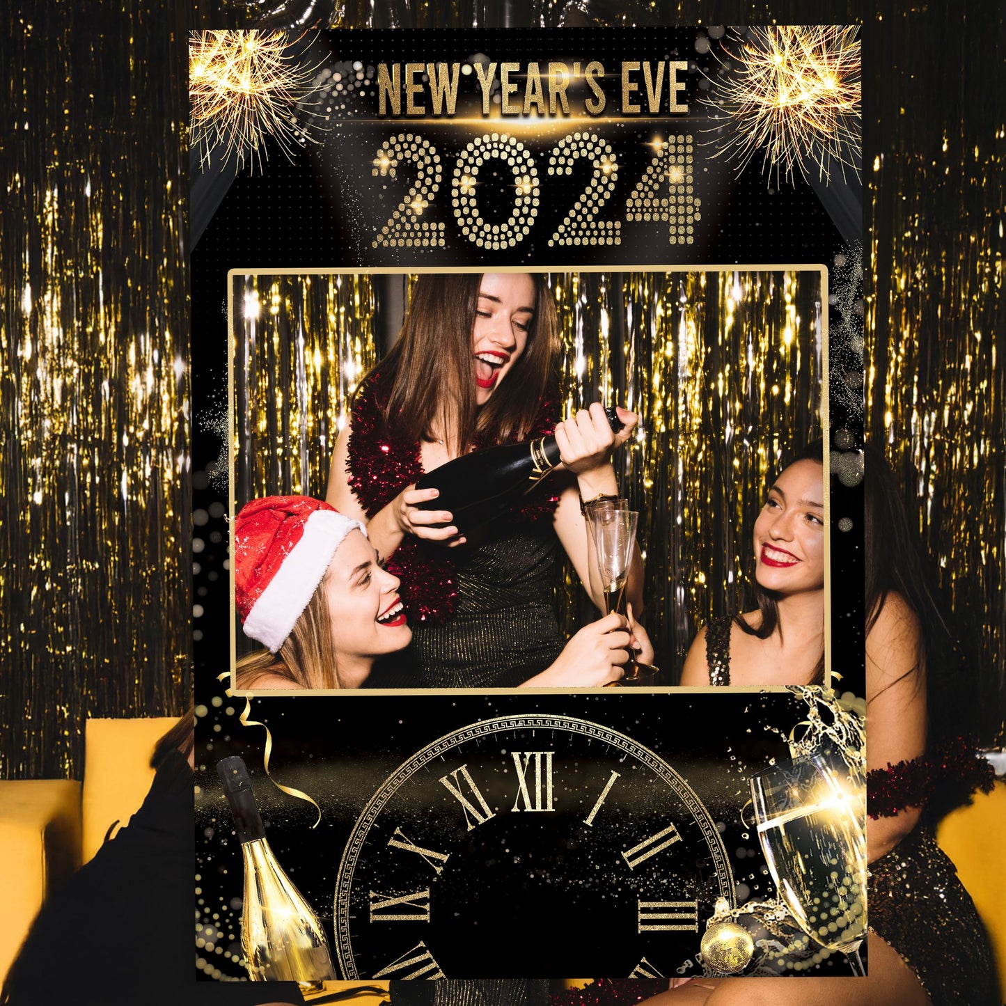 New Years Eve Photobooth Frame and Matching NYE Party Sign
