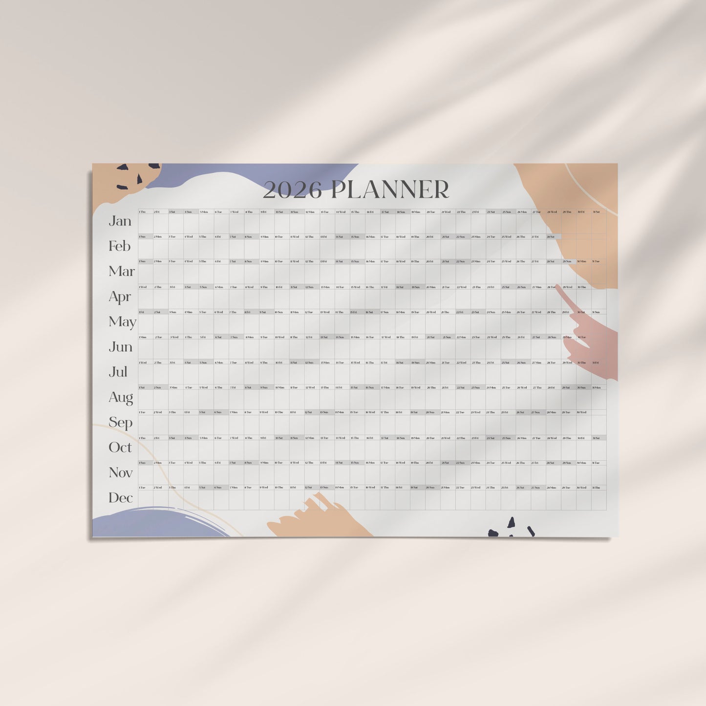 2026 Pastel A1 Wall Calendar - Free UK Delivery