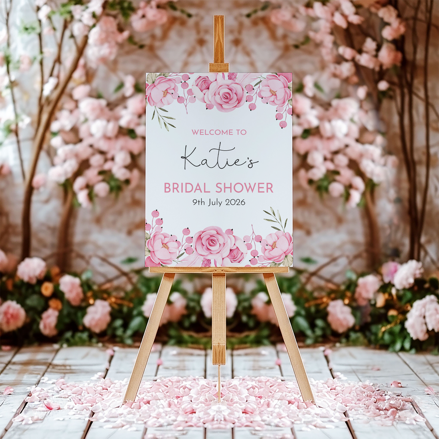 Pink Floral Bridal Shower Sign