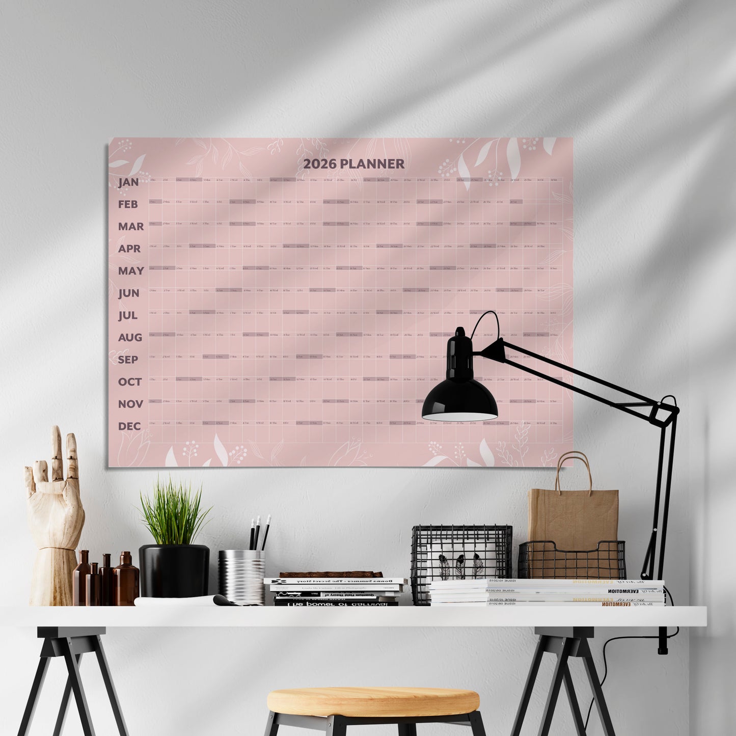 2026 Pink Wall Calendar A1 - Vibrant Year Planner | UK Made