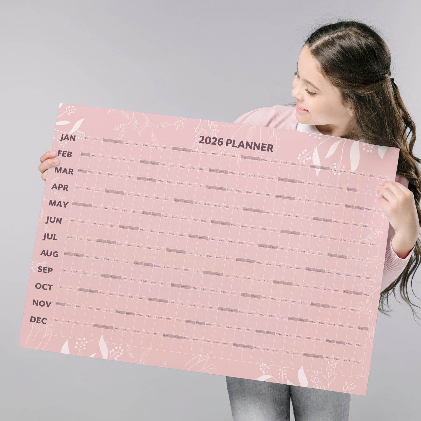 2026 Pink Wall Calendar A1 - Vibrant Year Planner | UK Made