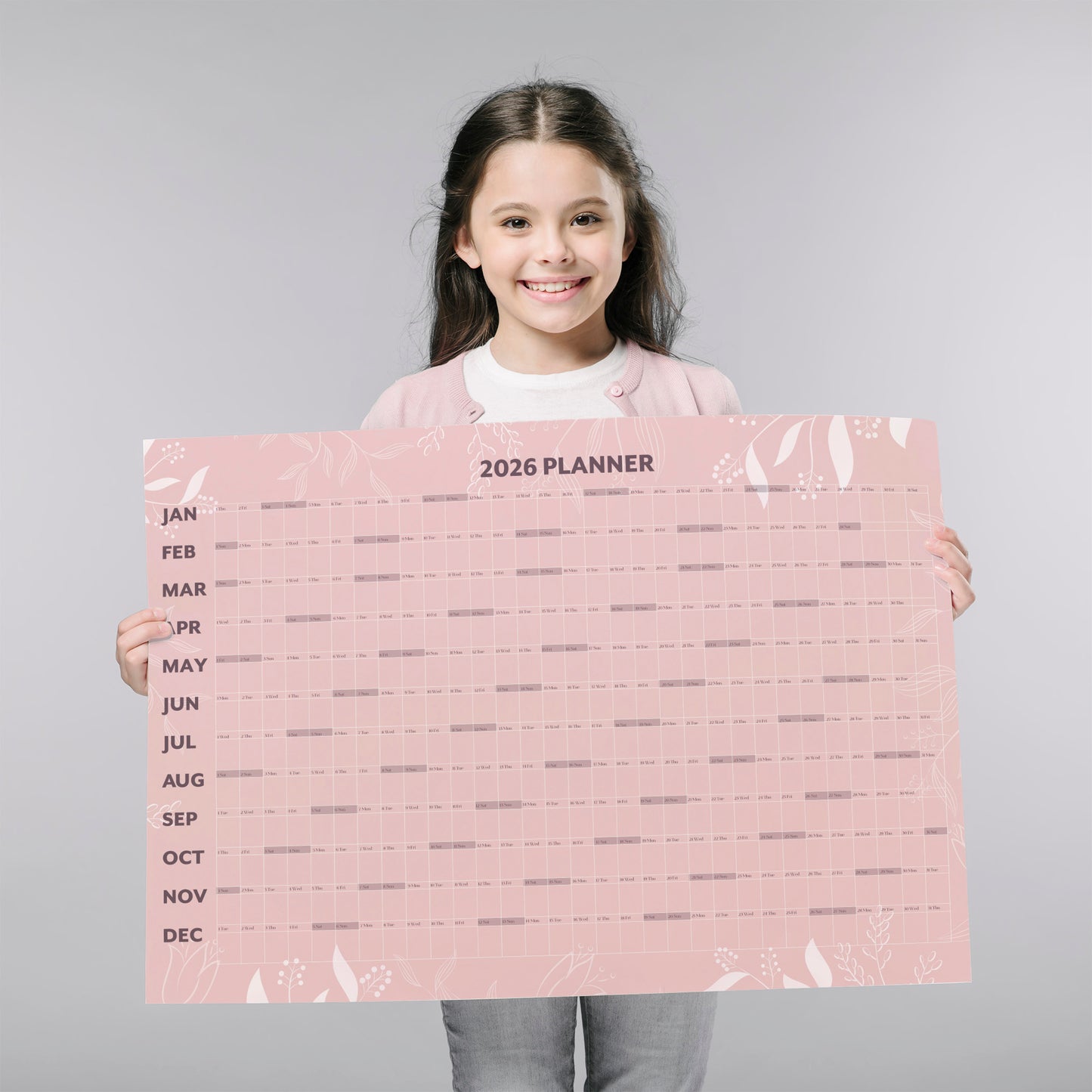 2026 Pink Wall Calendar A1 - Vibrant Year Planner | UK Made