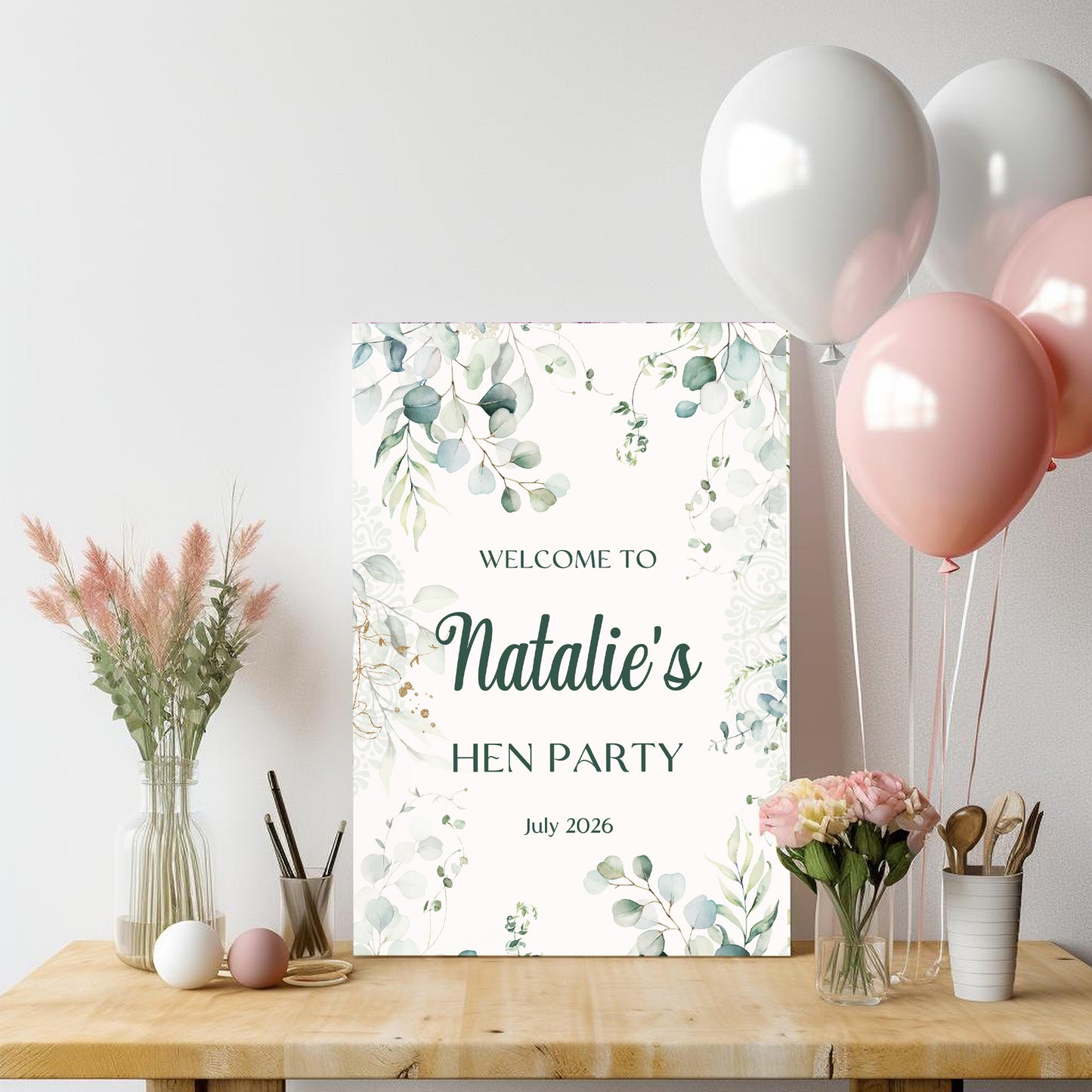 Eucalyptus Hen Party Welcome Sign