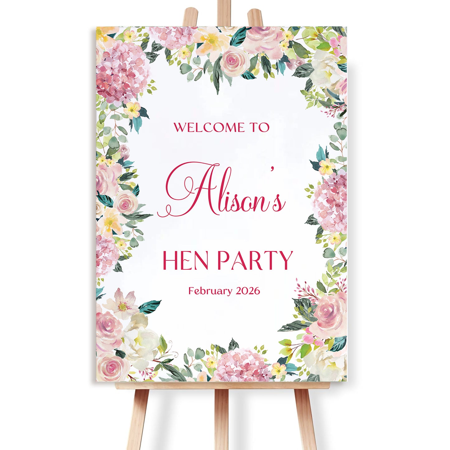 Pink Floral Hen Party Welcome Sign