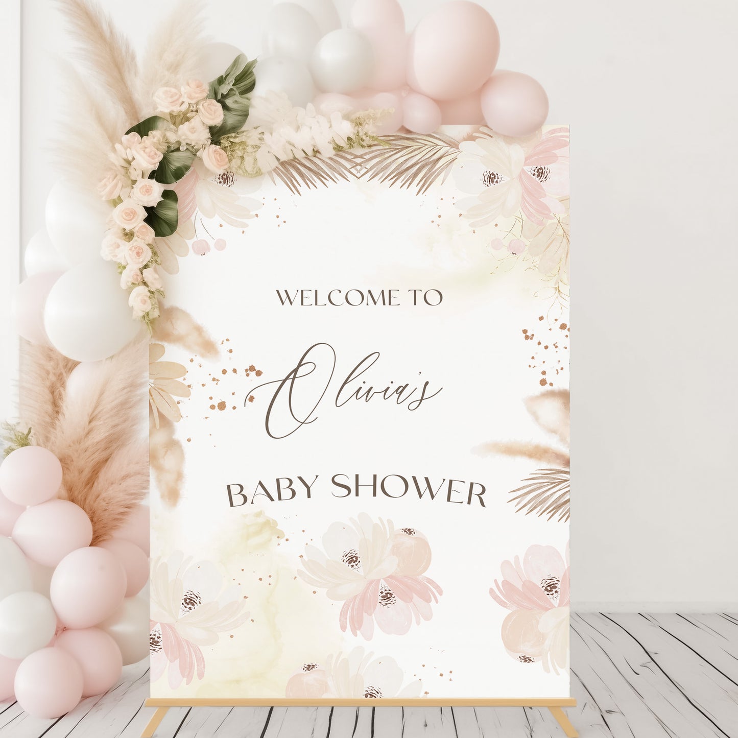 Soft Floral Boho Baby Shower Sign