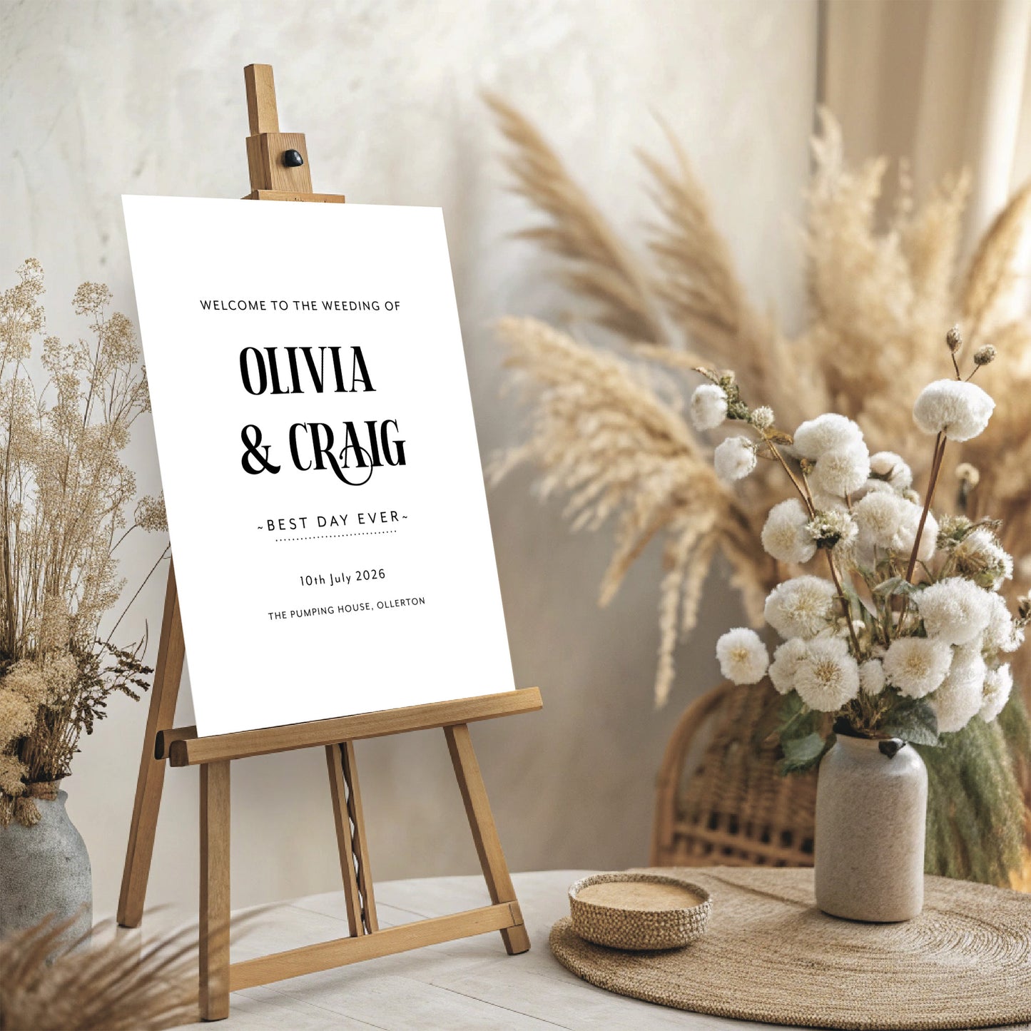 Bold White Wedding Sign