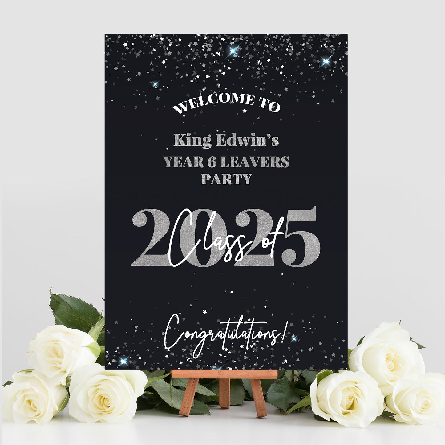 Black and Silver School Leavers Party Selfie Frame