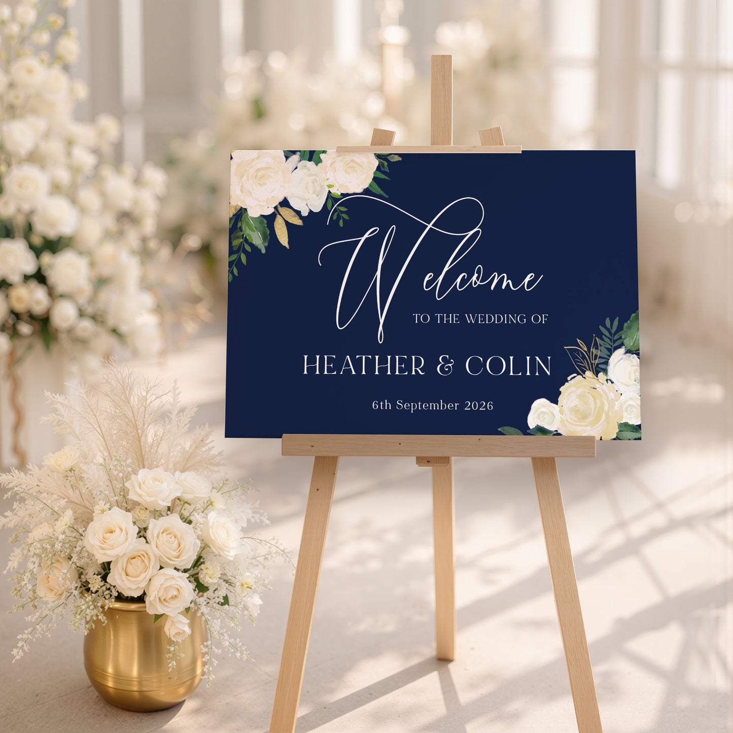 Navy Wedding Welcome Sign