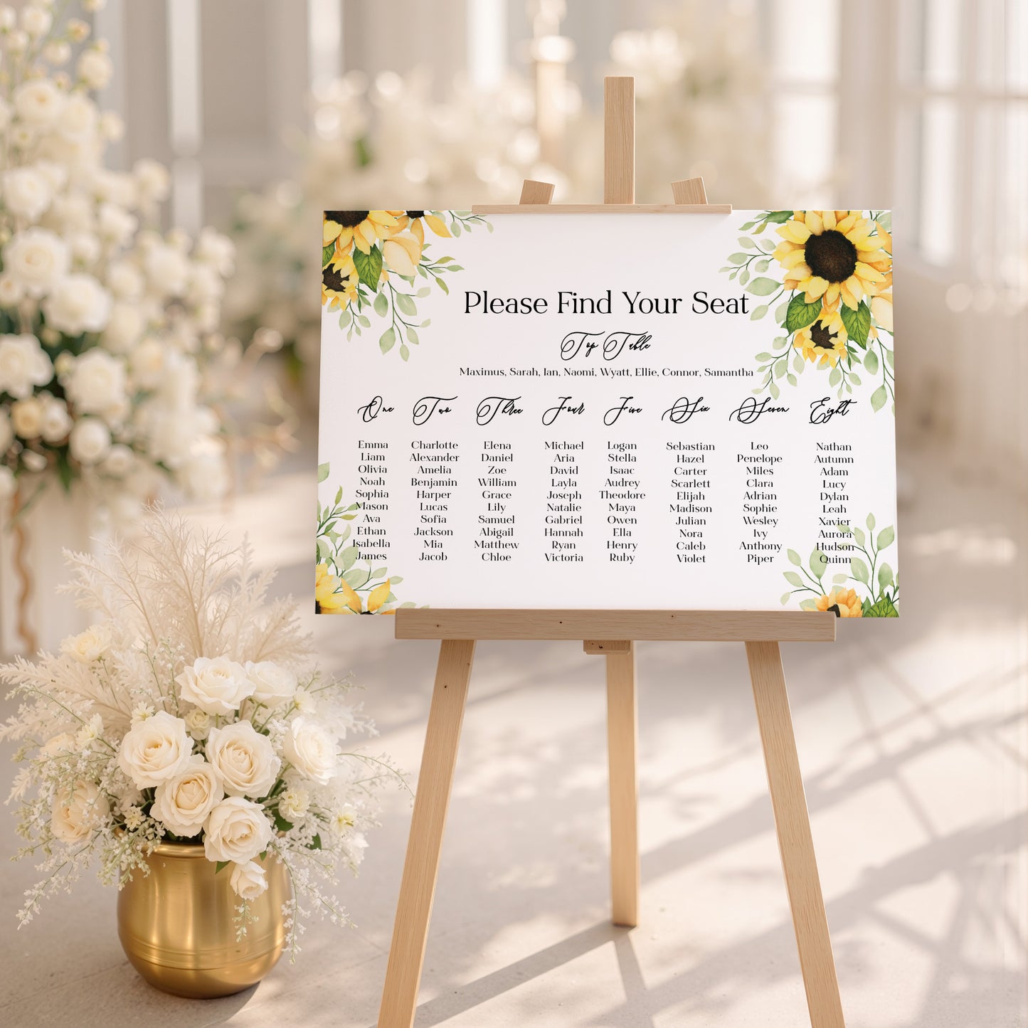 Sunflower Wedding Seating Plan Sign