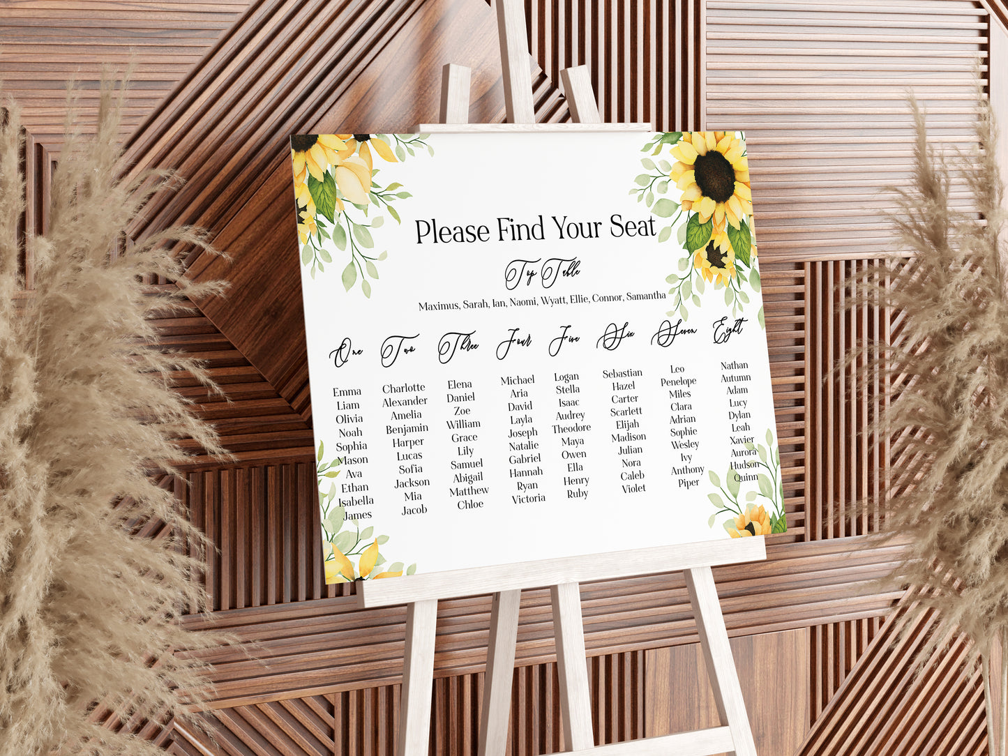Sunflower Wedding Seating Plan Foamboard Sign