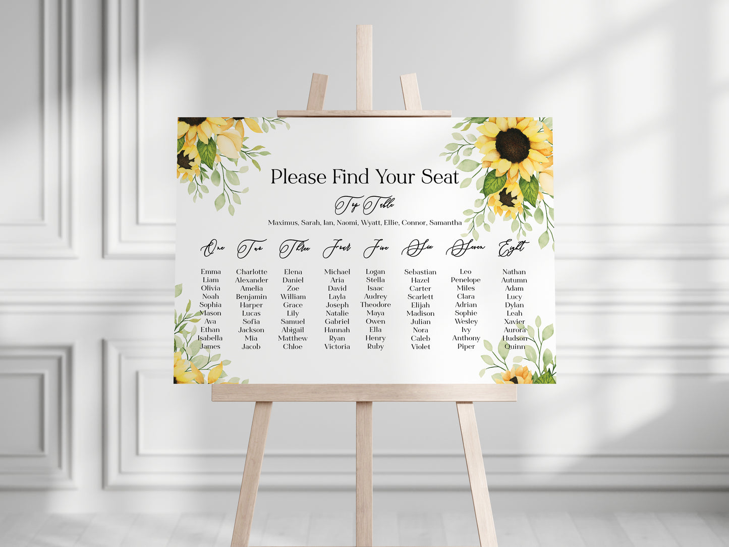 Sunflower Wedding Seating Plan Foamboard Sign