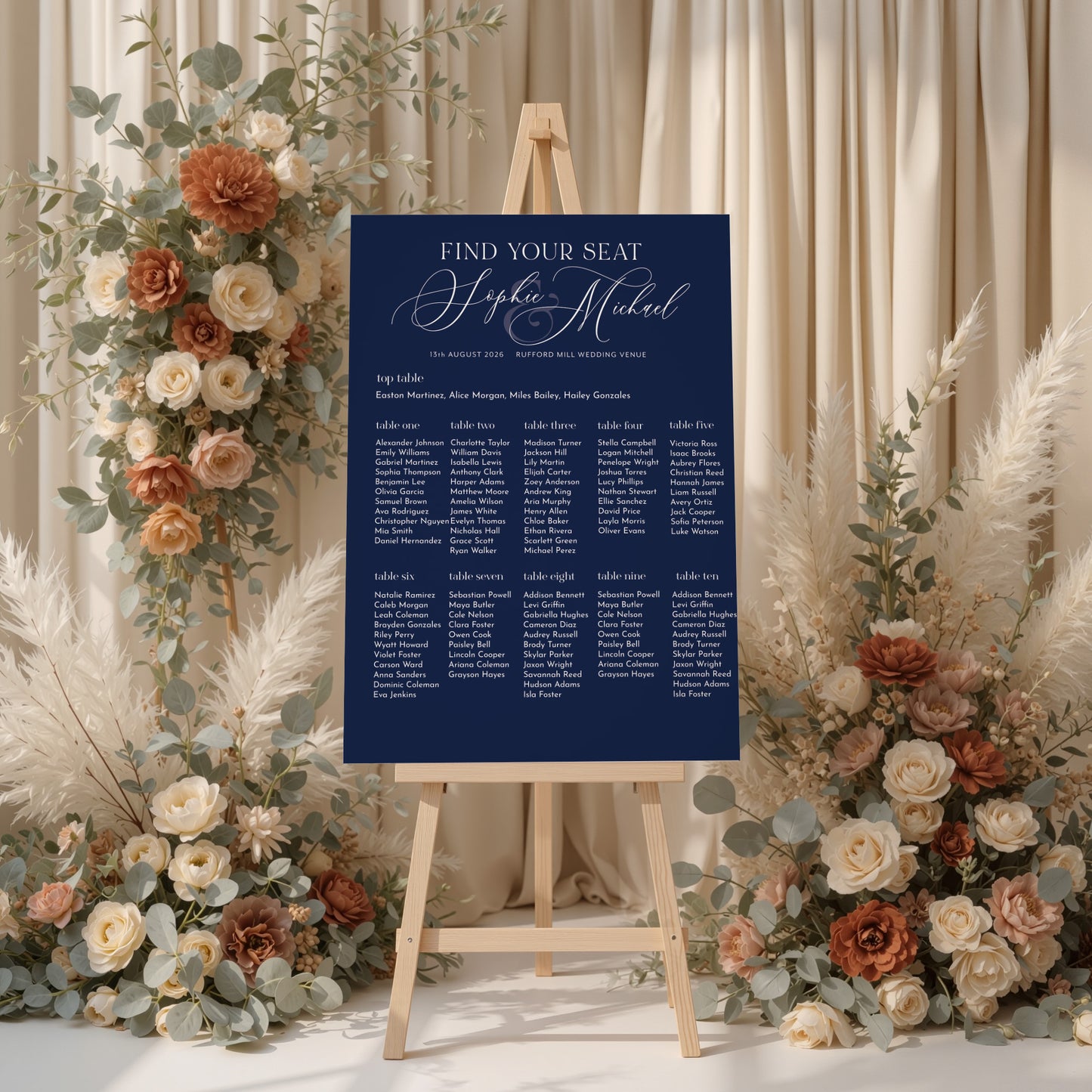 Navy Wedding Table Plan
