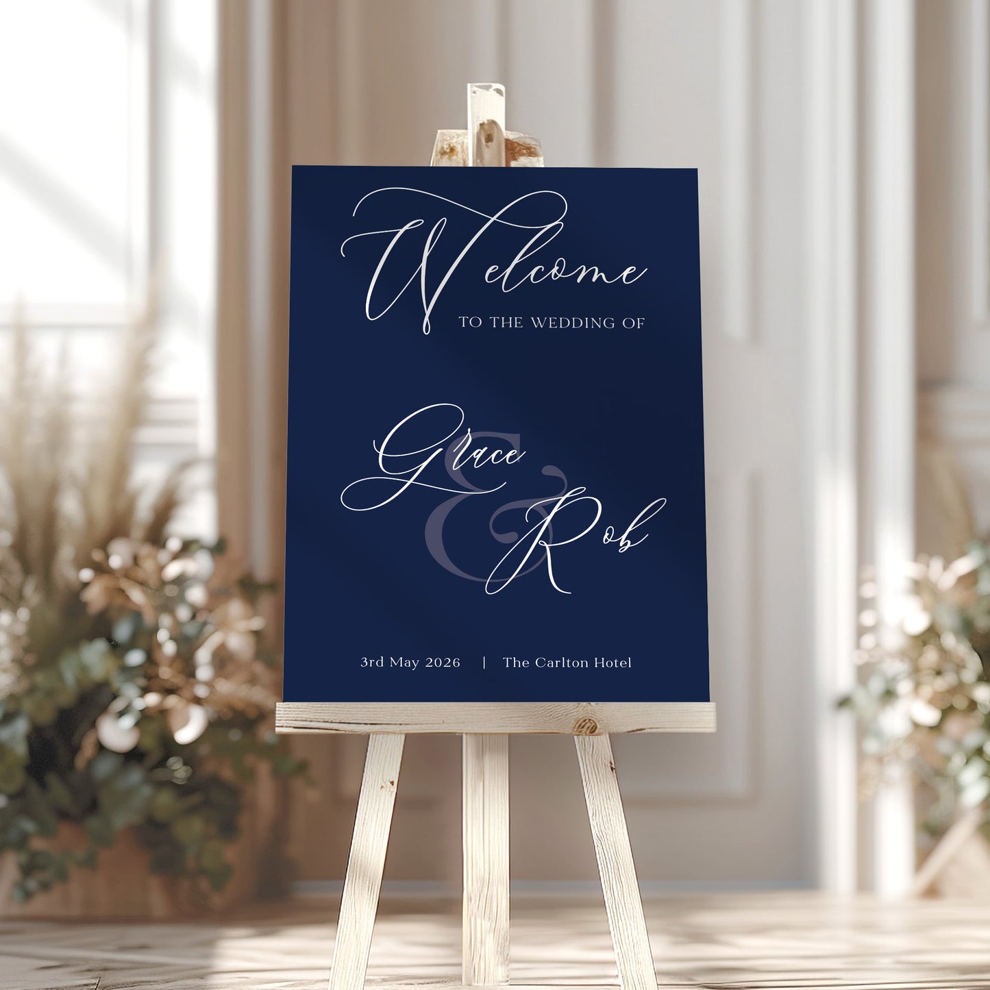 Classic Navy Wedding Welcome Sign