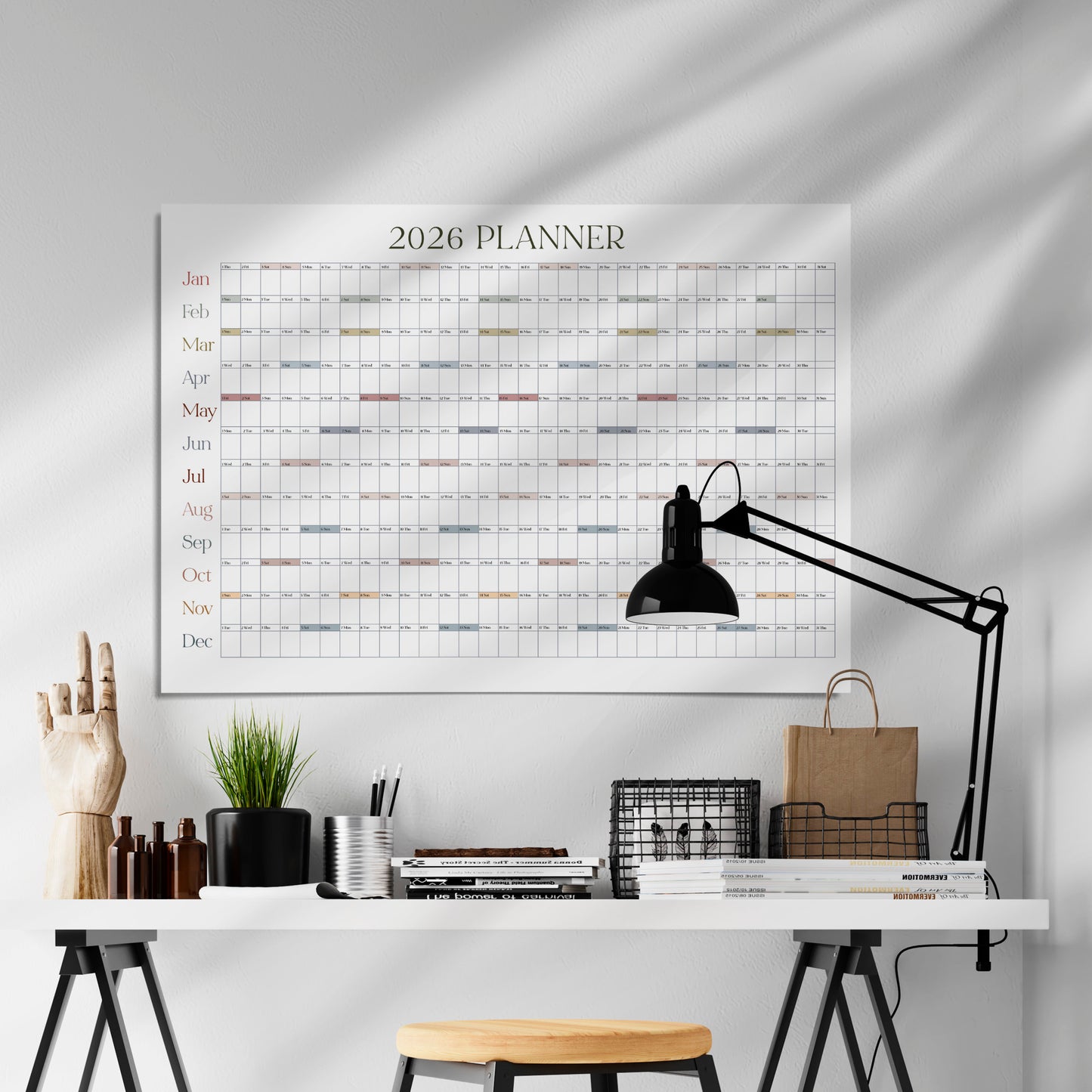 Simple 2026 Annual Wall Calendar, A1