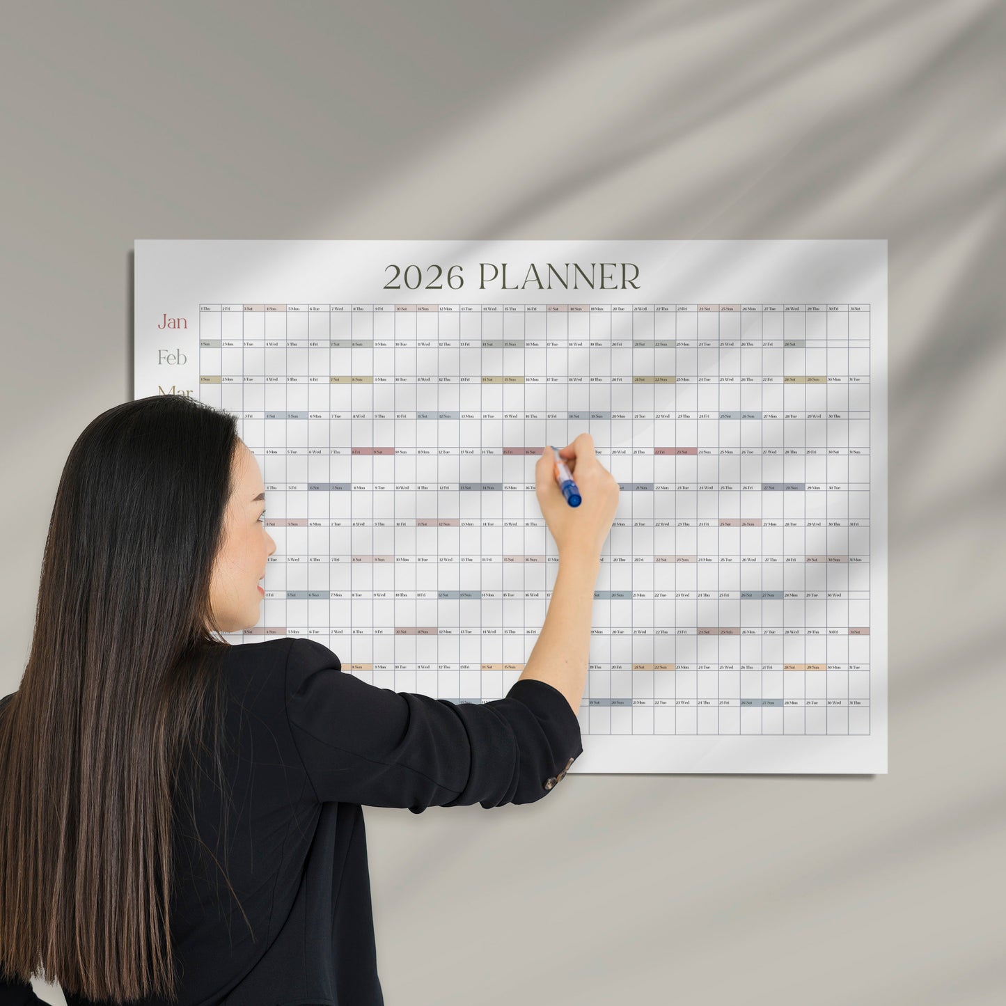Simple 2026 Annual Wall Calendar, A1