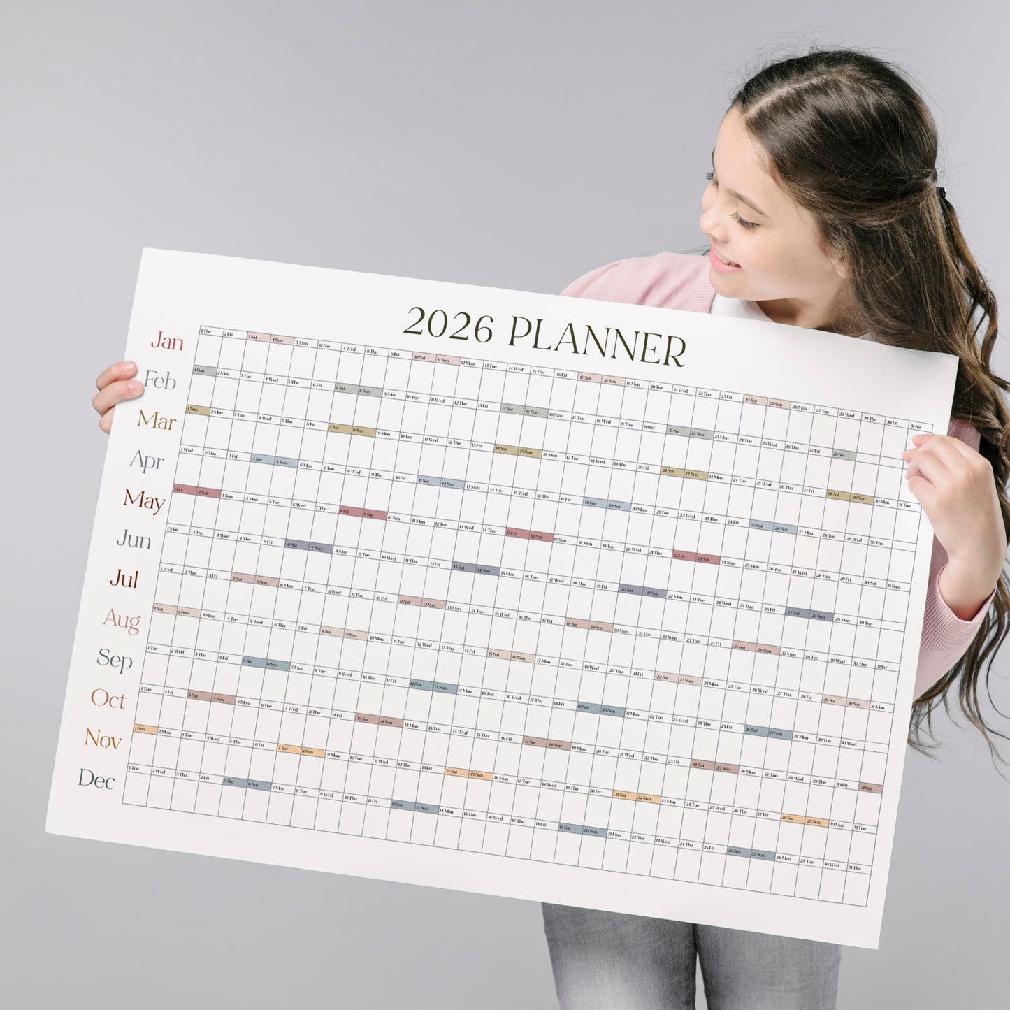 Simple 2026 Annual Wall Calendar, A1