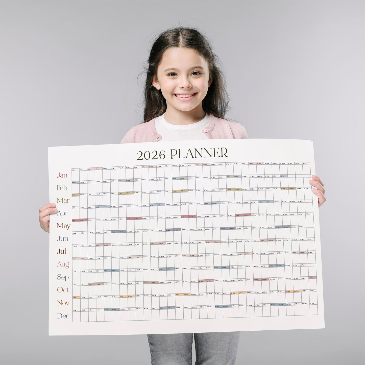 Simple 2026 Annual Wall Calendar, A1