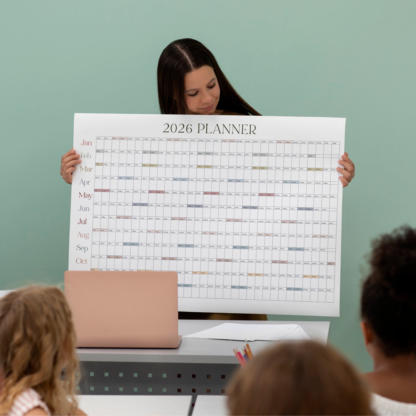 Simple 2026 Annual Wall Calendar, A1