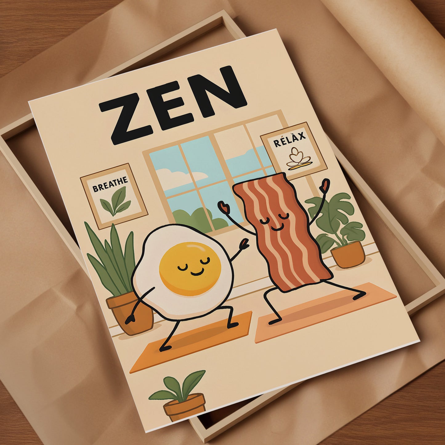 “Zen Breakfast” – Funny Yoga Poster