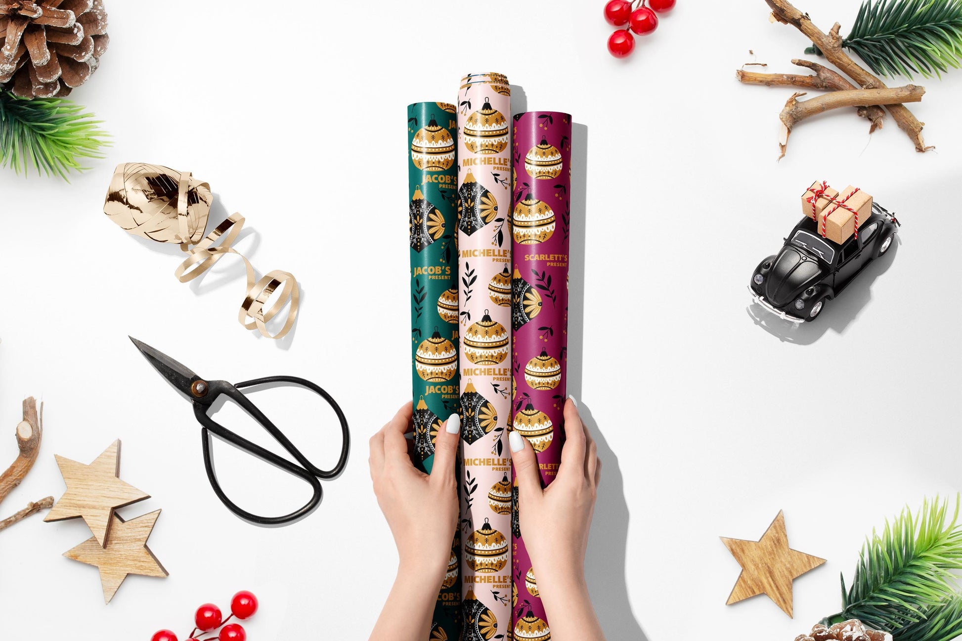 Personalised Christmas Wrapping Paper, Eco Friendly Wrapping Paper Christmas, Kids Christmas Gift Wrap with Name, Wrapping Paper Roll