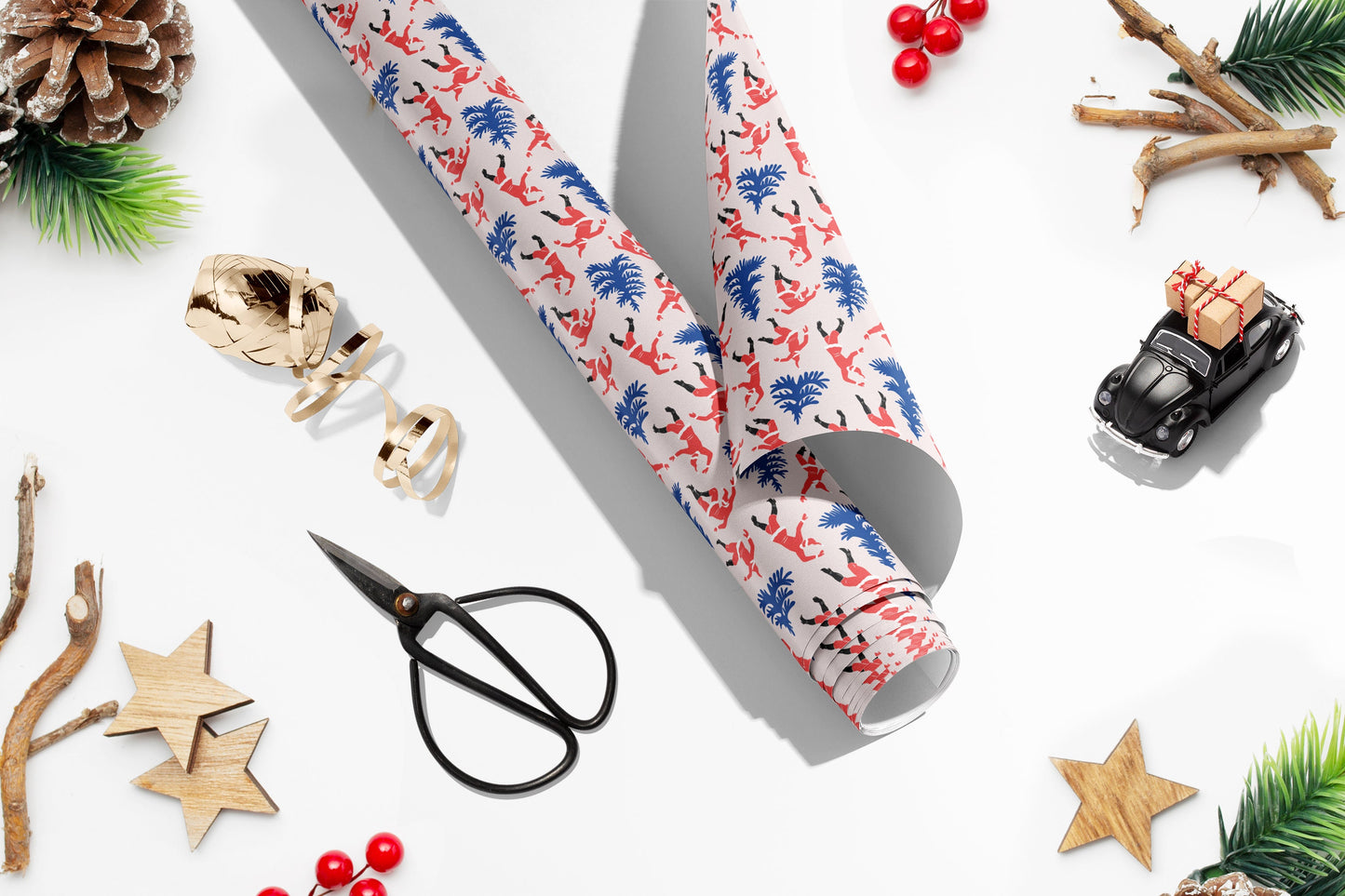 Dancing Santa Christmas Gift Wrapping Paper, Henri Matisse Inspired Gift Wrap Luxury Gift Wrap, Festive Santa Wrapping Paper, Gift Wrapping