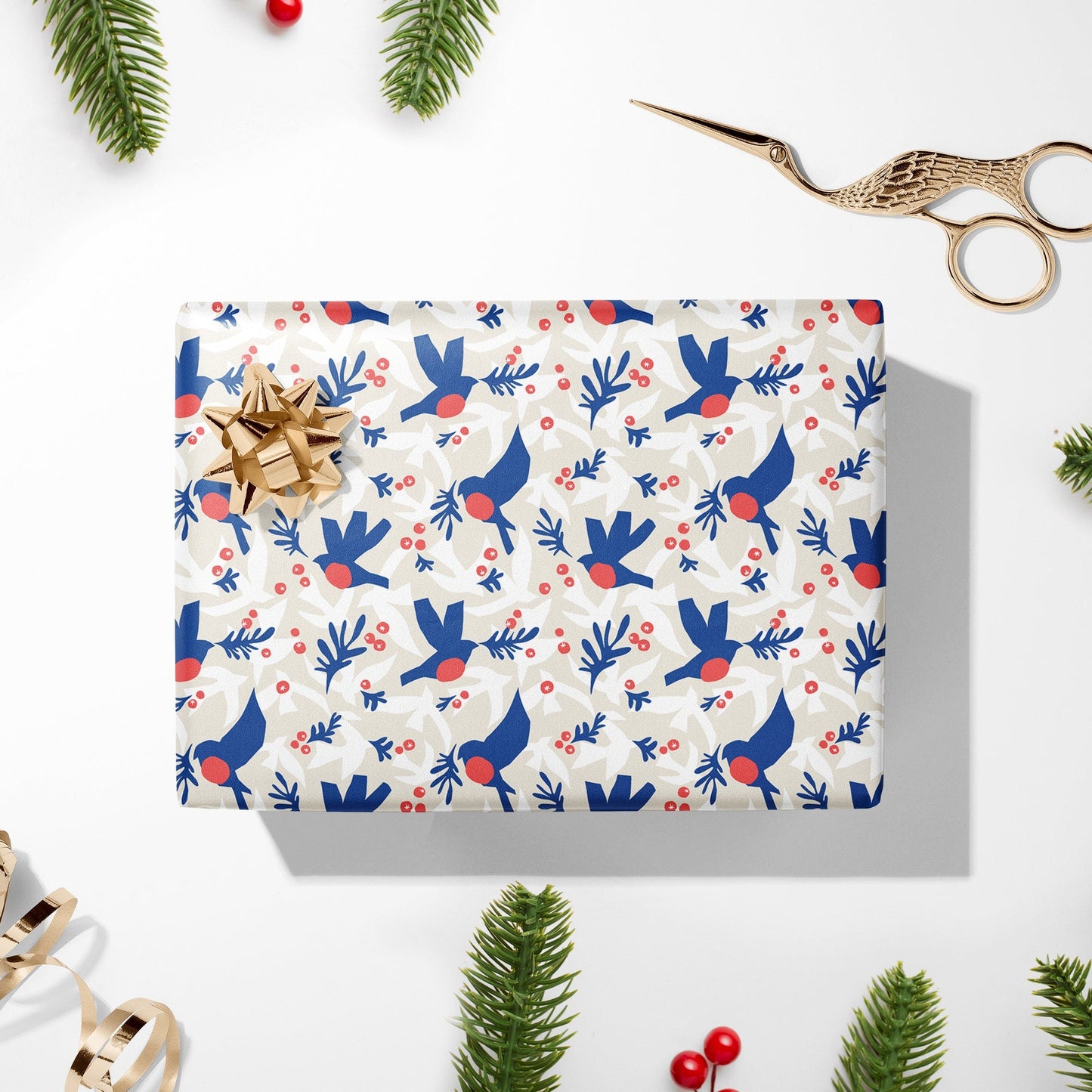 Christmas Wrapping Paper Roll, Henri Matisse Inspired Gift Wrap, Modern Wrapping Paper, Eco Friendly Christmas Gift Wrap, Blue Gift Wrap