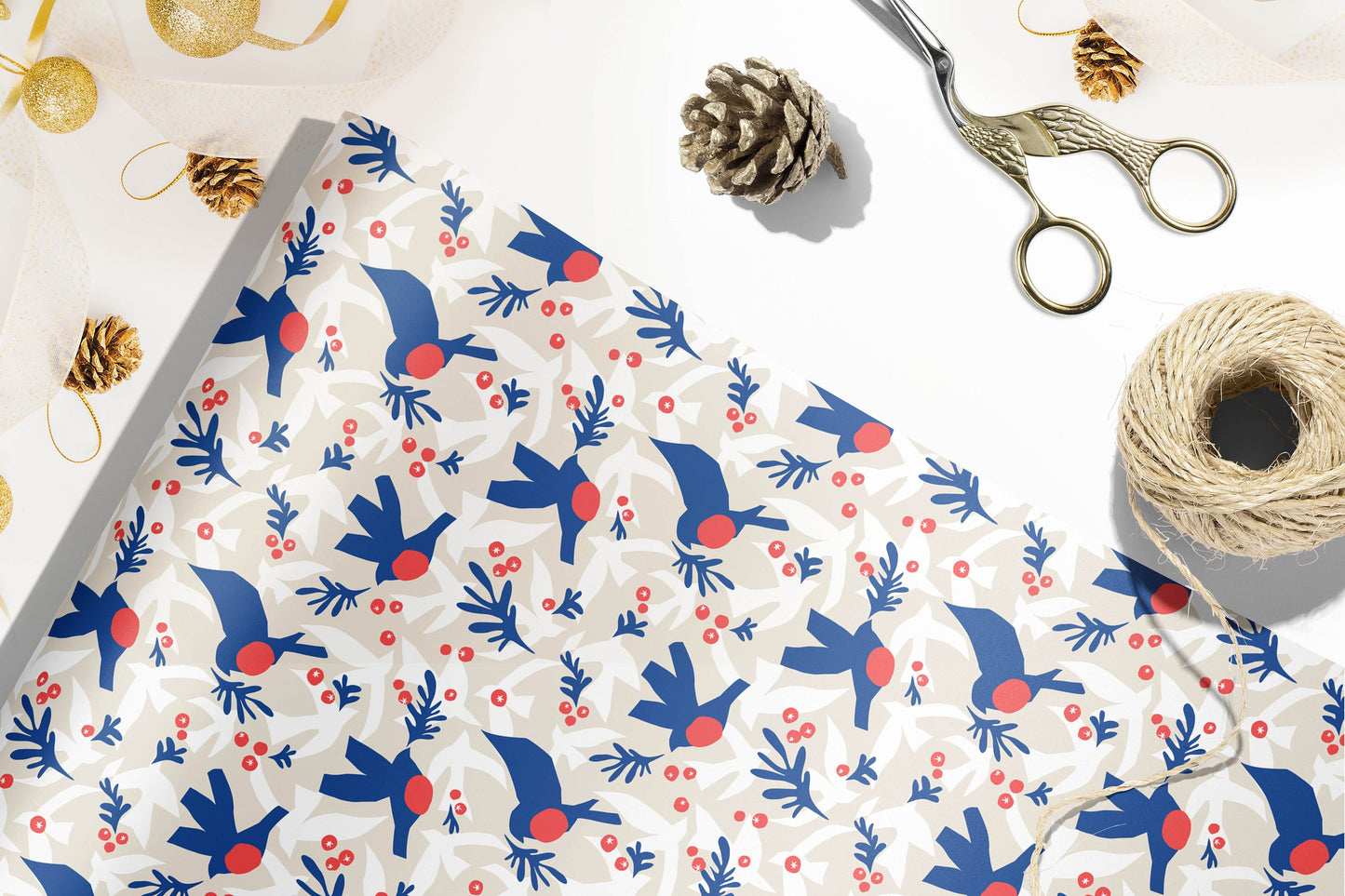 Christmas Wrapping Paper Roll, Henri Matisse Inspired Gift Wrap, Modern Wrapping Paper, Eco Friendly Christmas Gift Wrap, Blue Gift Wrap