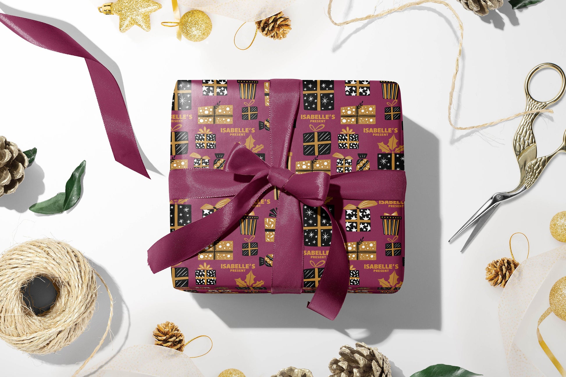 Personalised Christmas Wrapping Paper, Luxury Gift Wrap, Festive Wrapping Paper, Gift Wrapping, Wrapping paper with name, Christmas Paper