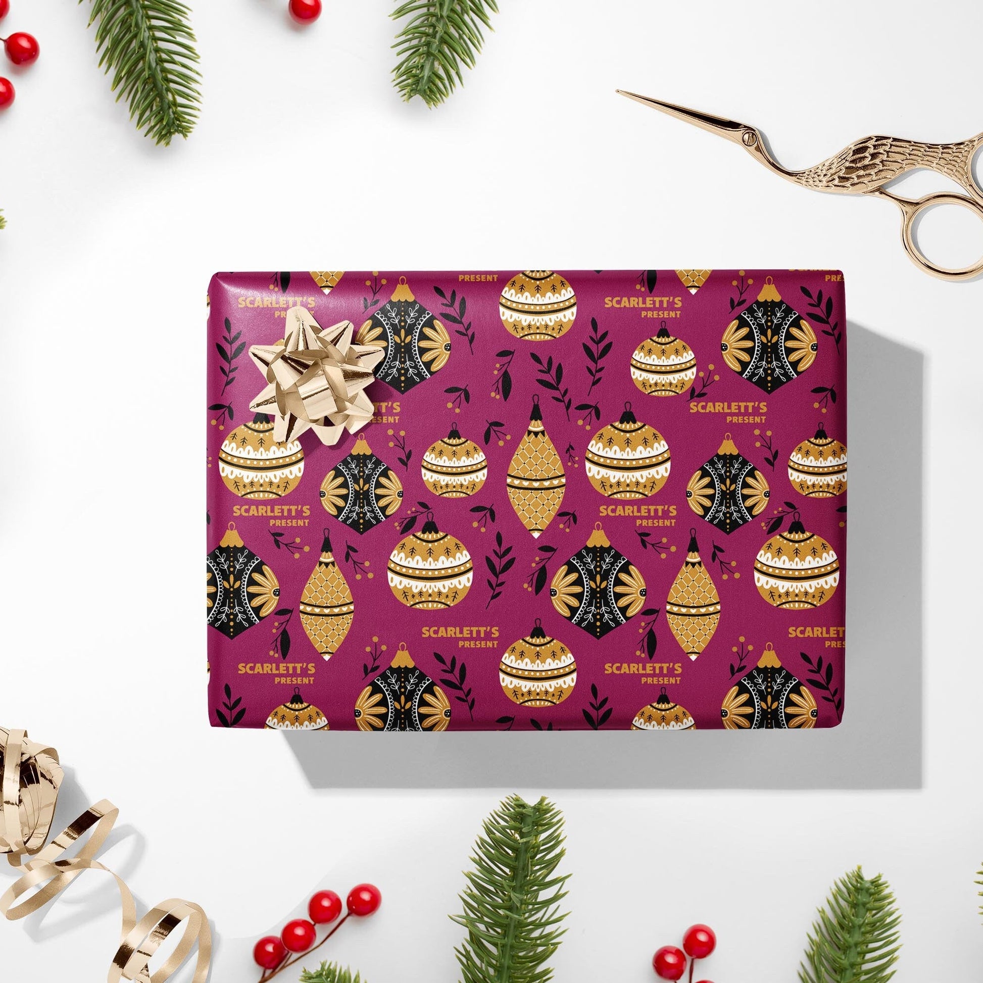 Personalised Christmas Wrapping Paper, Eco Friendly Wrapping Paper Christmas, Kids Christmas Gift Wrap with Name, Wrapping Paper Roll