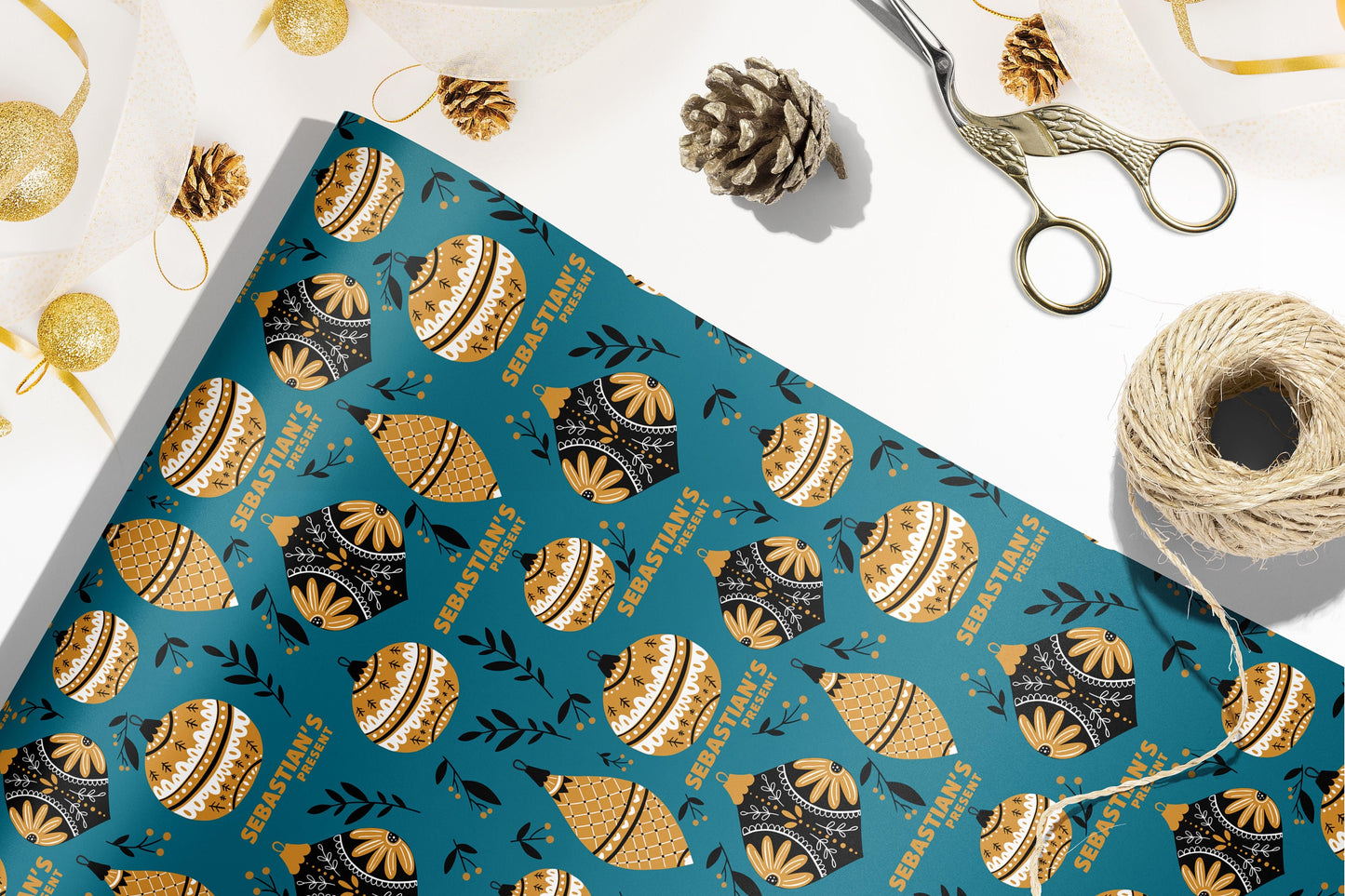 Personalised Christmas Wrapping Paper, Eco Friendly Wrapping Paper Christmas, Kids Christmas Gift Wrap with Name, Wrapping Paper Roll