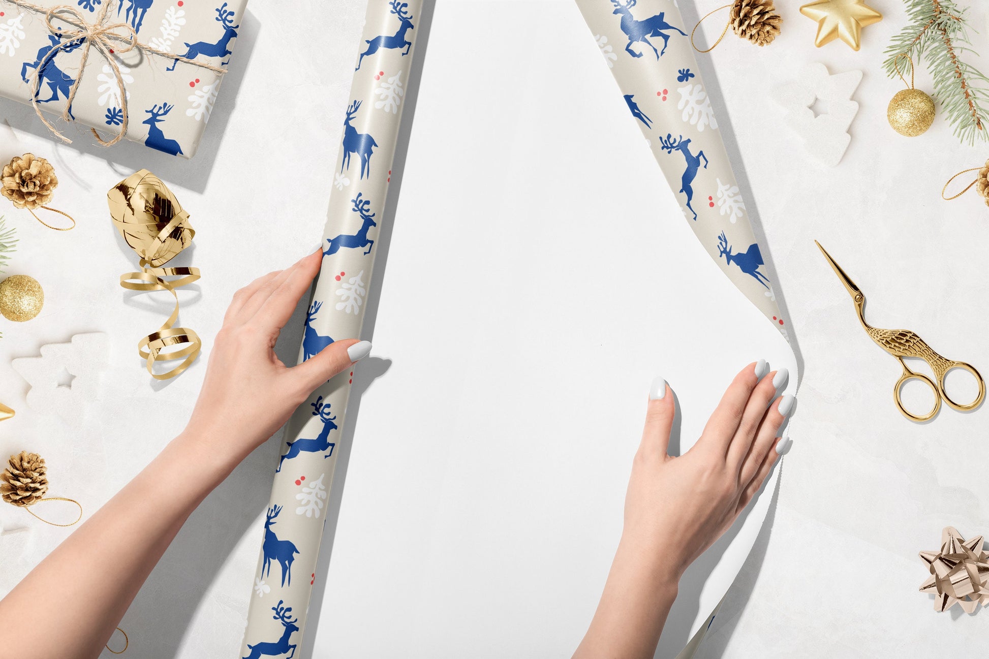 Reindeer Christmas Wrapping Paper, Henri Matisse Inspired Gift Wrap, Festive Wrapping Paper, Blue Gift Wrapping Paper, gift wrap for him