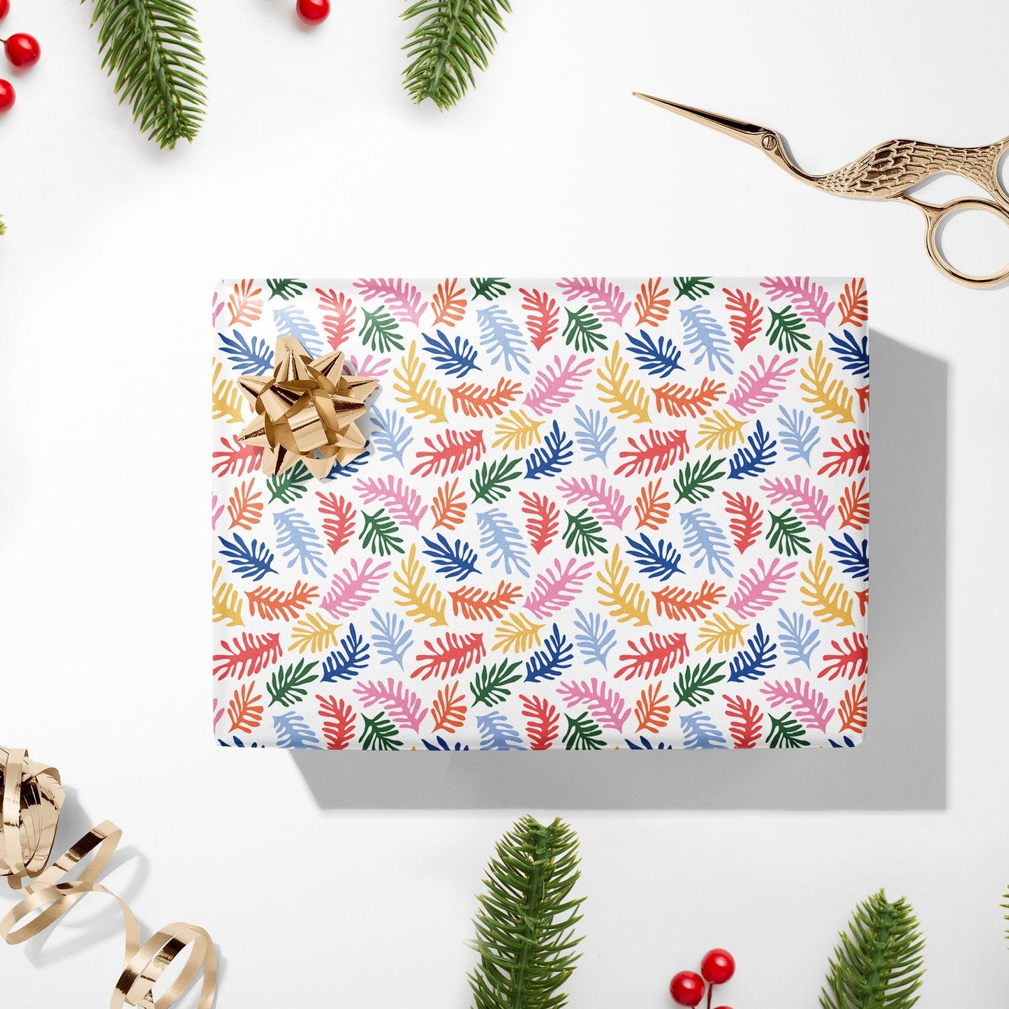 Luxury Christmas Wrapping Paper, Pastel Wrapping Paper, Pretty Gift Wrap, Pink Festive Wrapping Paper, Multicolour Gift Wrapping Paper