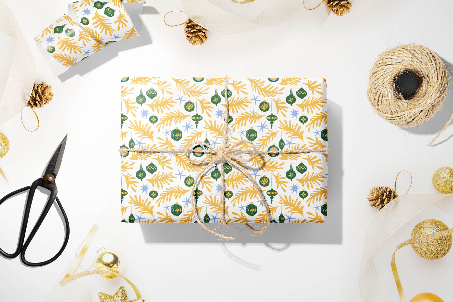 Luxury Yellow and Green Christmas Wrapping Paper, Henri Matisse Inspired Christmas Wrapping Paper, Festive Wrapping Paper, Xmas gift wrap